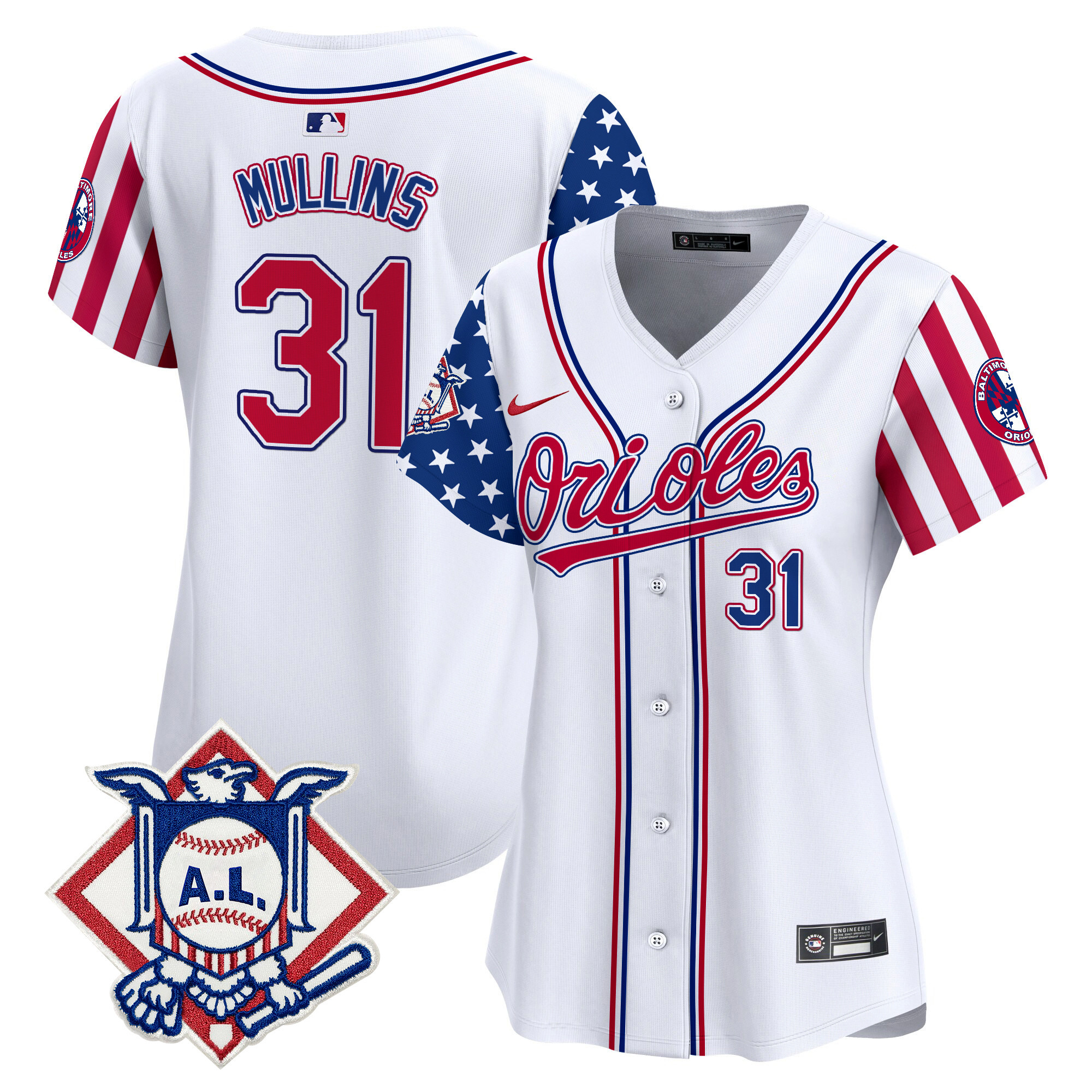 Women's Cedric Mullins Baltimore Orioles 2024 Fourth of July Vapor Premier Limited White Jersey - All Stitched