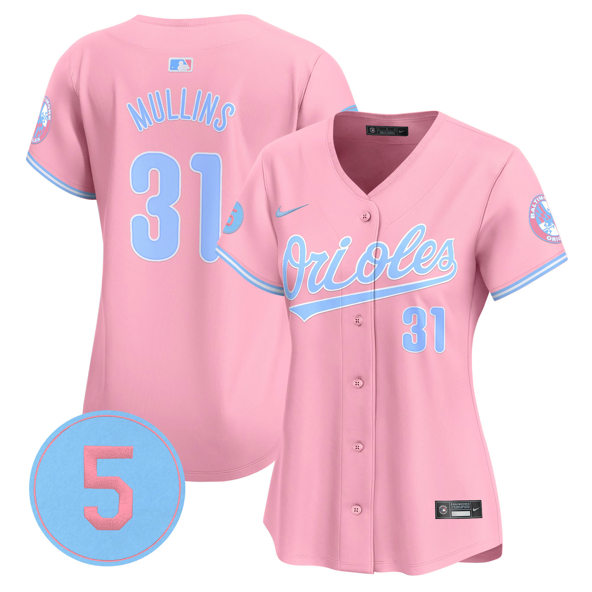 Women's Cedric Mullins Baltimore Orioles Bubblegum Pink Robinson Patch Vapor Premier Limited Pink Jersey - All Stitched