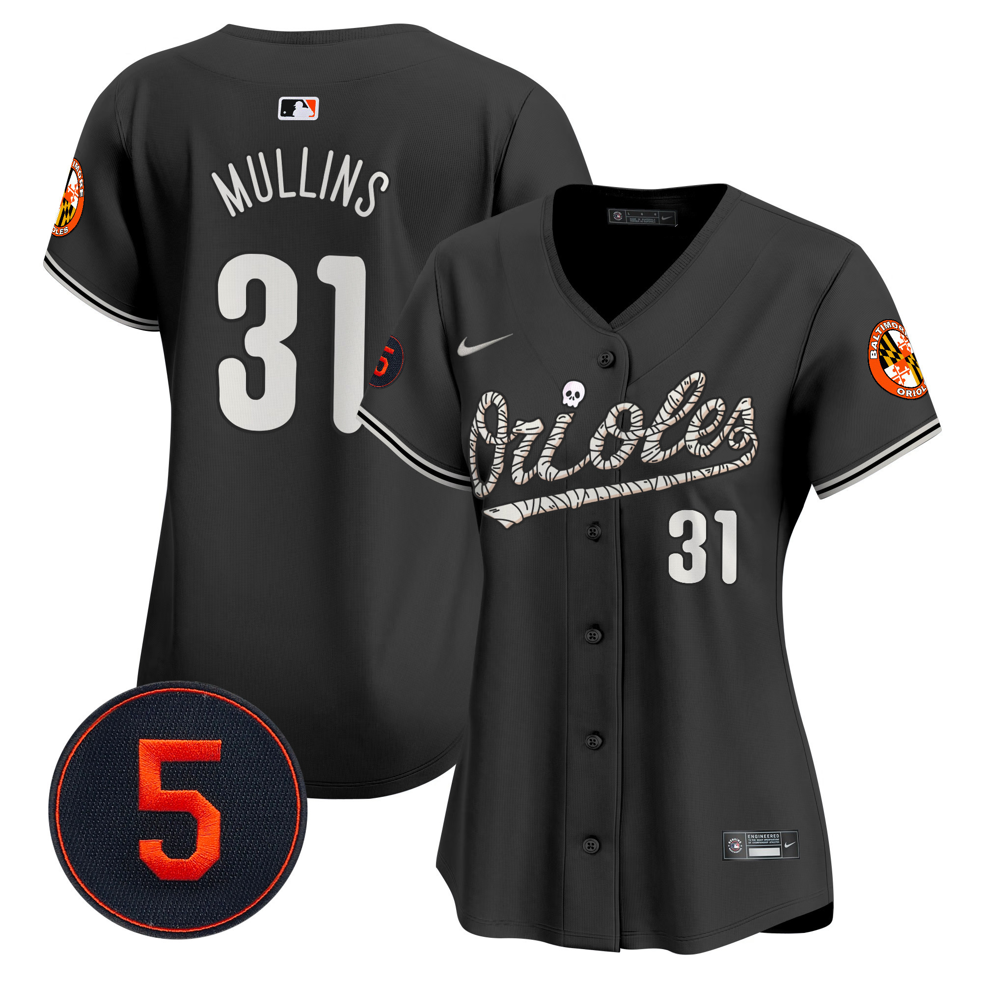 Women's Cedric Mullins Baltimore Orioles Halloween Vapor Premier Limited Black Jersey - All Stitched