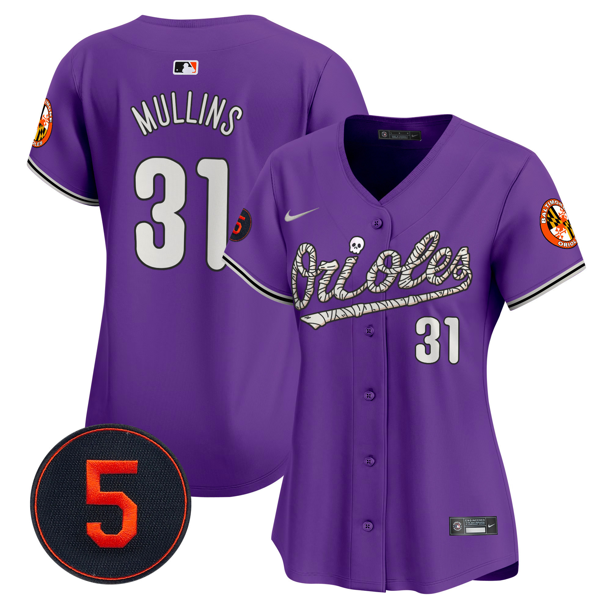 Women's Cedric Mullins Baltimore Orioles Halloween Vapor Premier Limited Purple Jersey - All Stitched