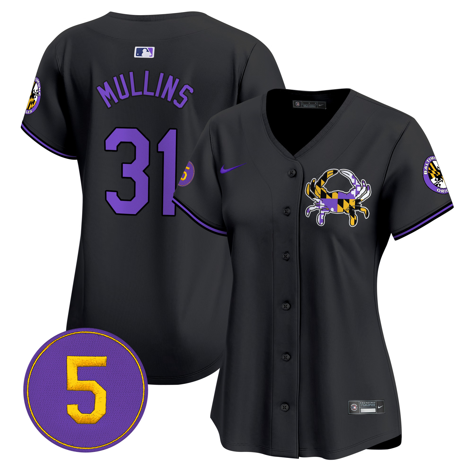 Women's Cedric Mullins Baltimore Orioles Purple Vapor Premier Limited Black Jersey - All Stitched
