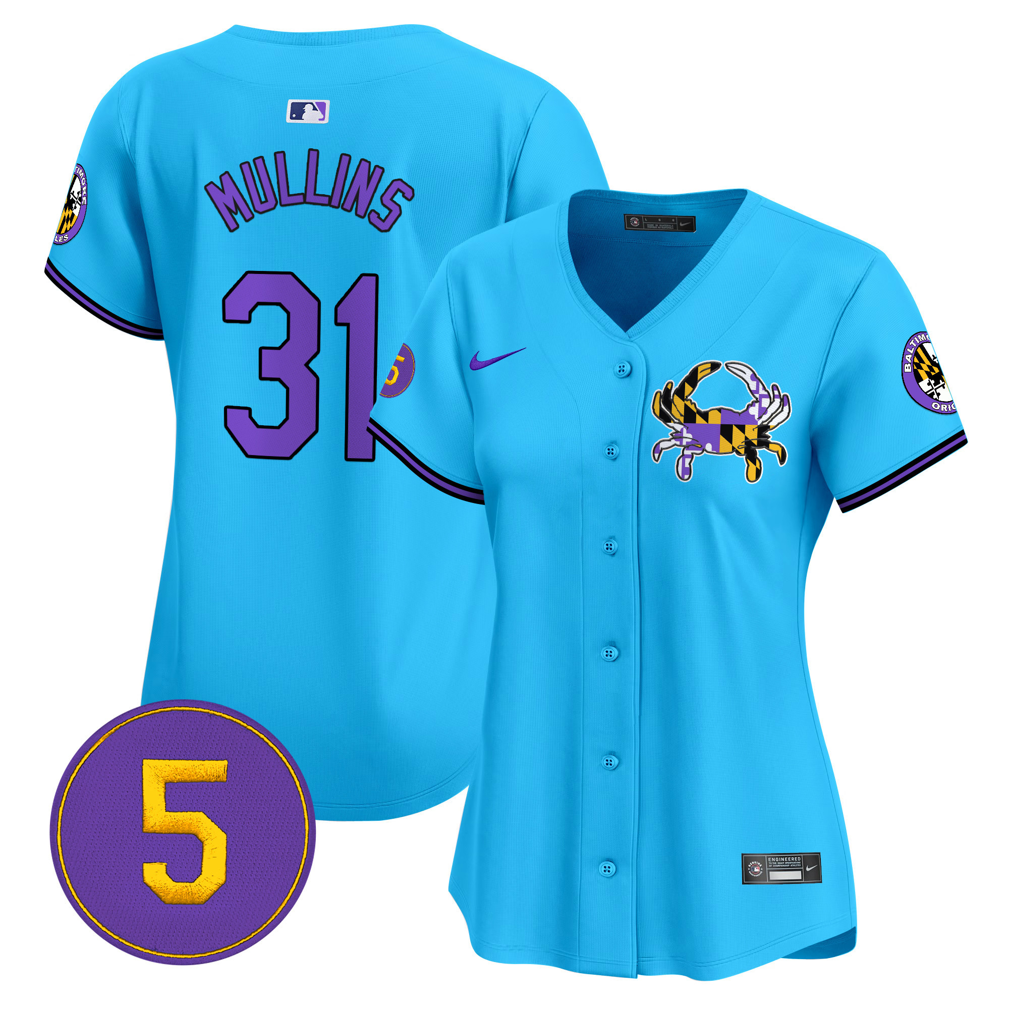 Women's Cedric Mullins Baltimore Orioles Purple Vapor Premier Limited Light Blue Jersey - All Stitched