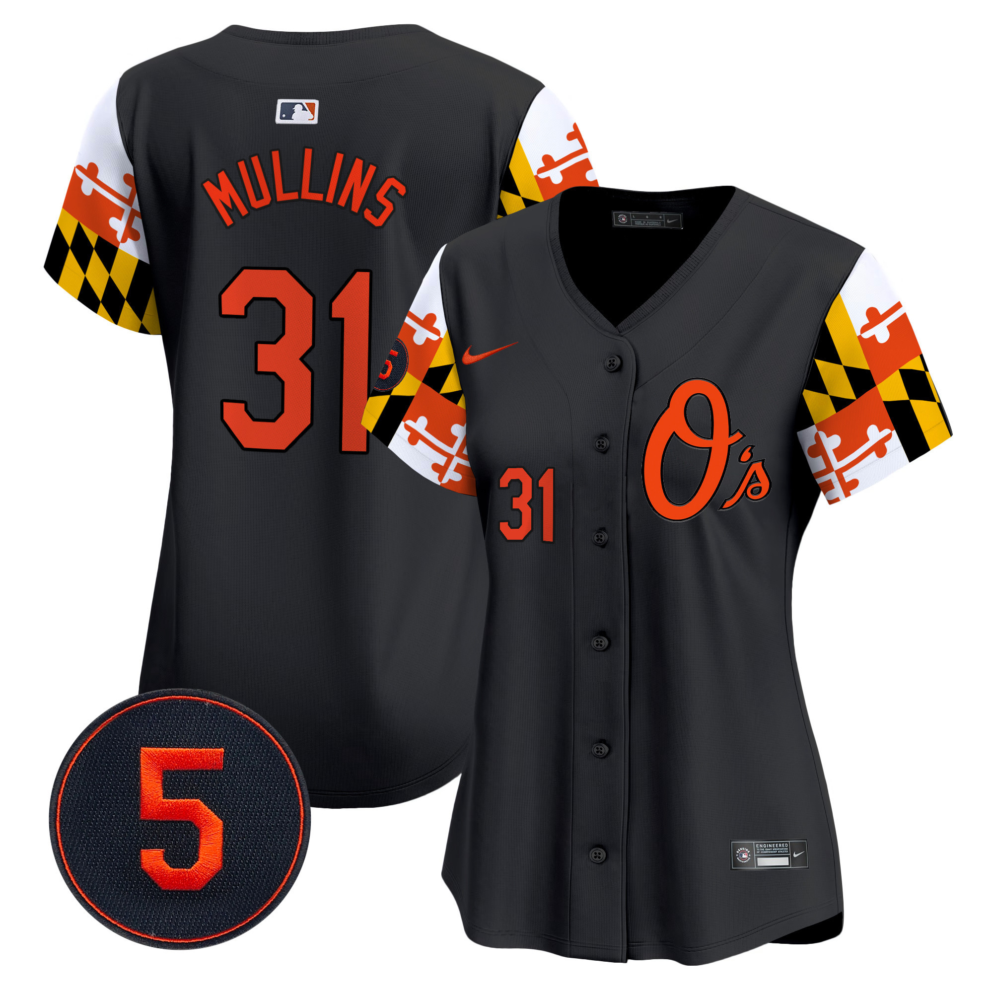 Women's Cedric Mullins Baltimore Orioles Robinson Patch Vapor Premier Limited Black Jersey V5 - All Stitched