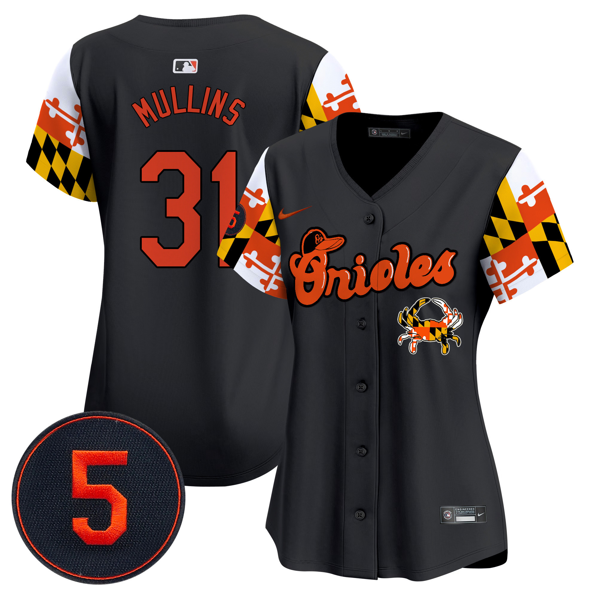 Women's Cedric Mullins Baltimore Orioles Robinson Patch Vapor Premier Limited Black Jersey V7 - All Stitched