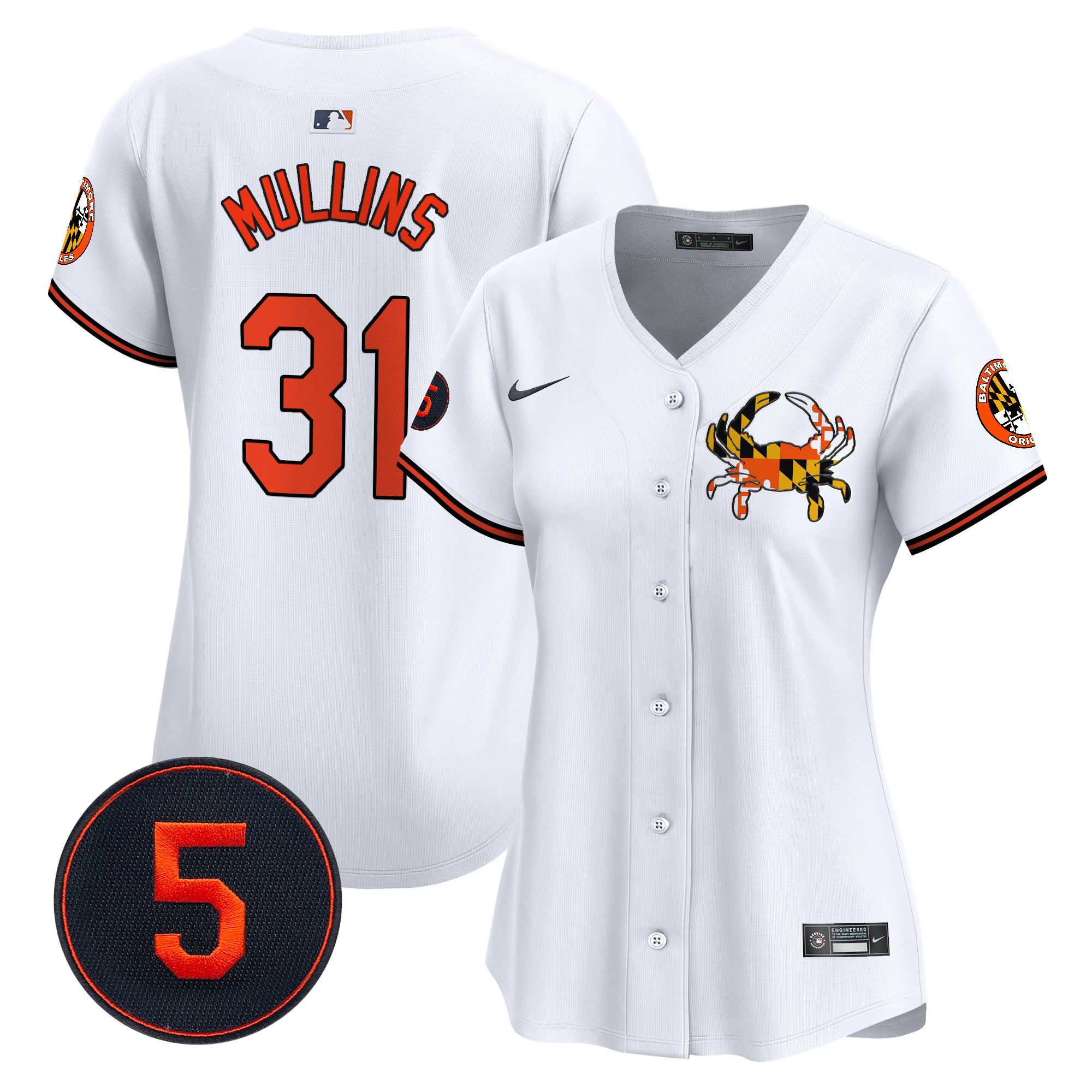 Women's Cedric Mullins Baltimore Orioles Robinson Patch Vapor Premier Limited White Jersey V3 - All Stitched