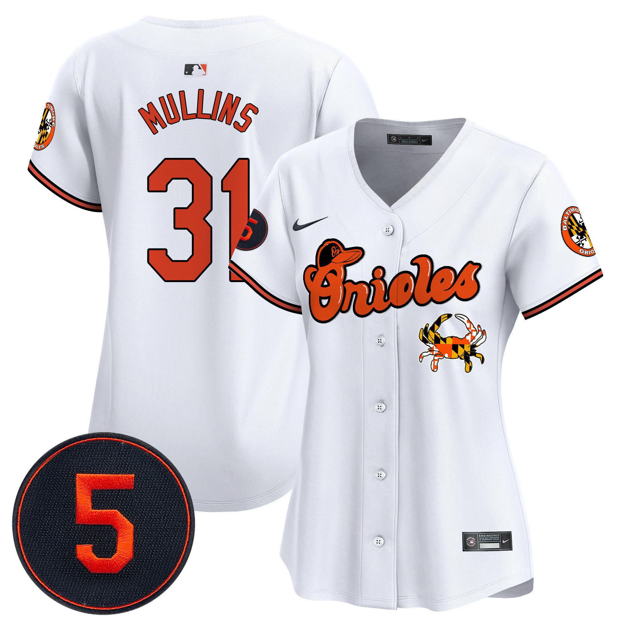 Women's Cedric Mullins Baltimore Orioles Robinson Patch Vapor Premier Limited White Jersey V6 - All Stitched
