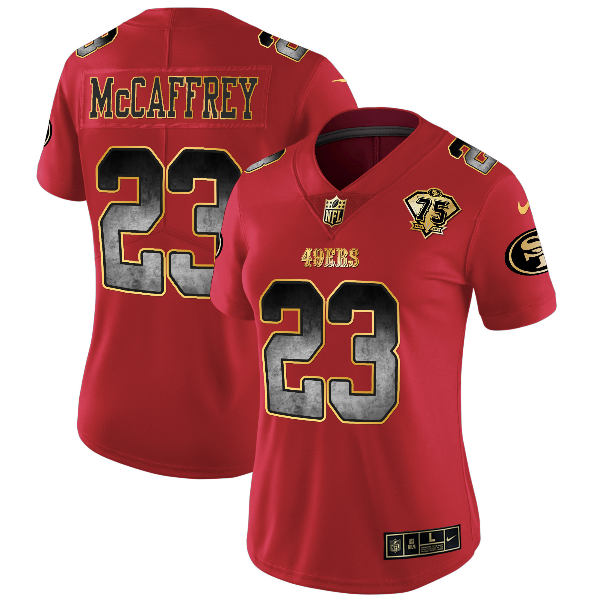 Women's Christian McCaffrey San Francisco 49ers Arch Smoke Vapor Scarlet Limited Jersey - All Stitched