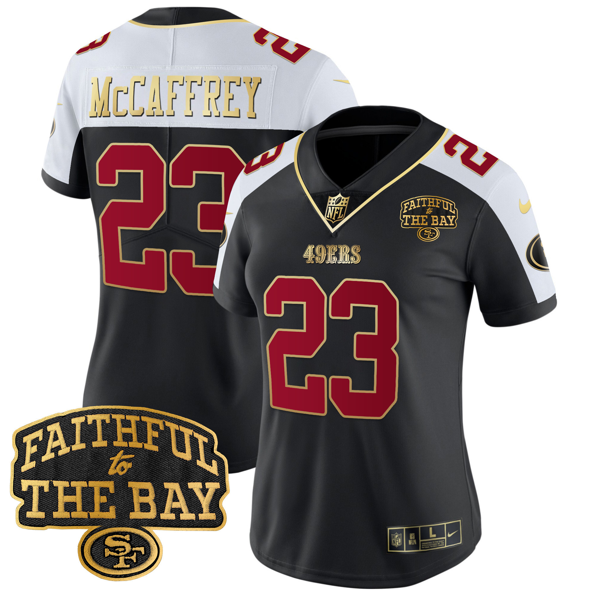 Women's Christian McCaffrey San Francisco 49ers Faithful To The Bay Patch Vapor Limited Black Alternate Jersey V8 - All Stitched