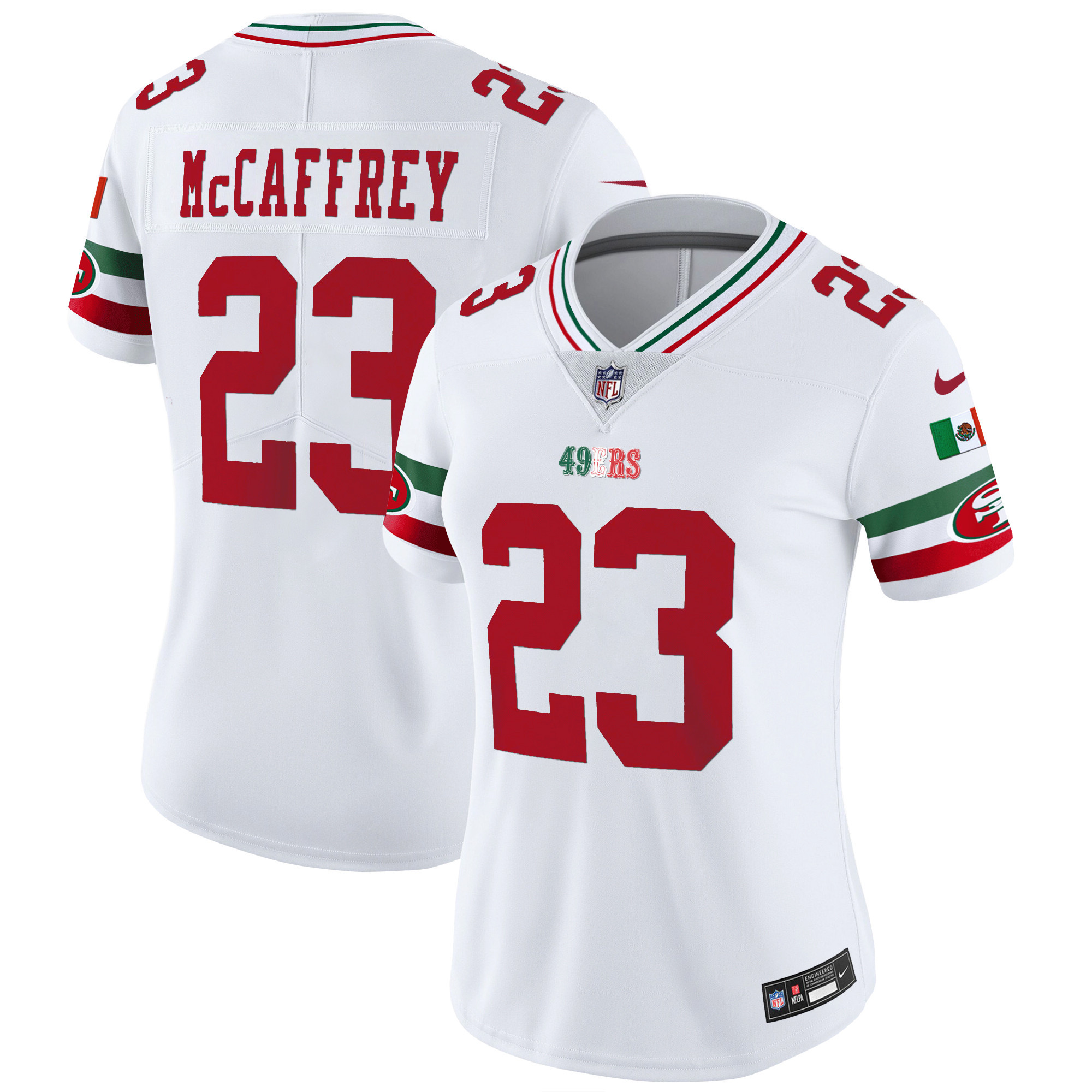 Women's Christian McCaffrey San Francisco 49ers Mexico Vapor White Jersey V2 - All Stitched