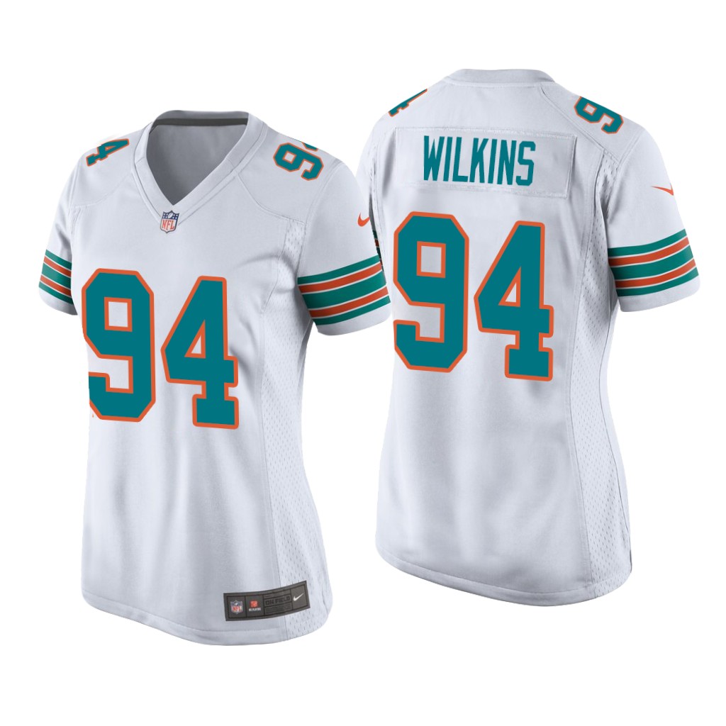 Women's Christian Wilkins Miami Dolphins White Throwback Jersey