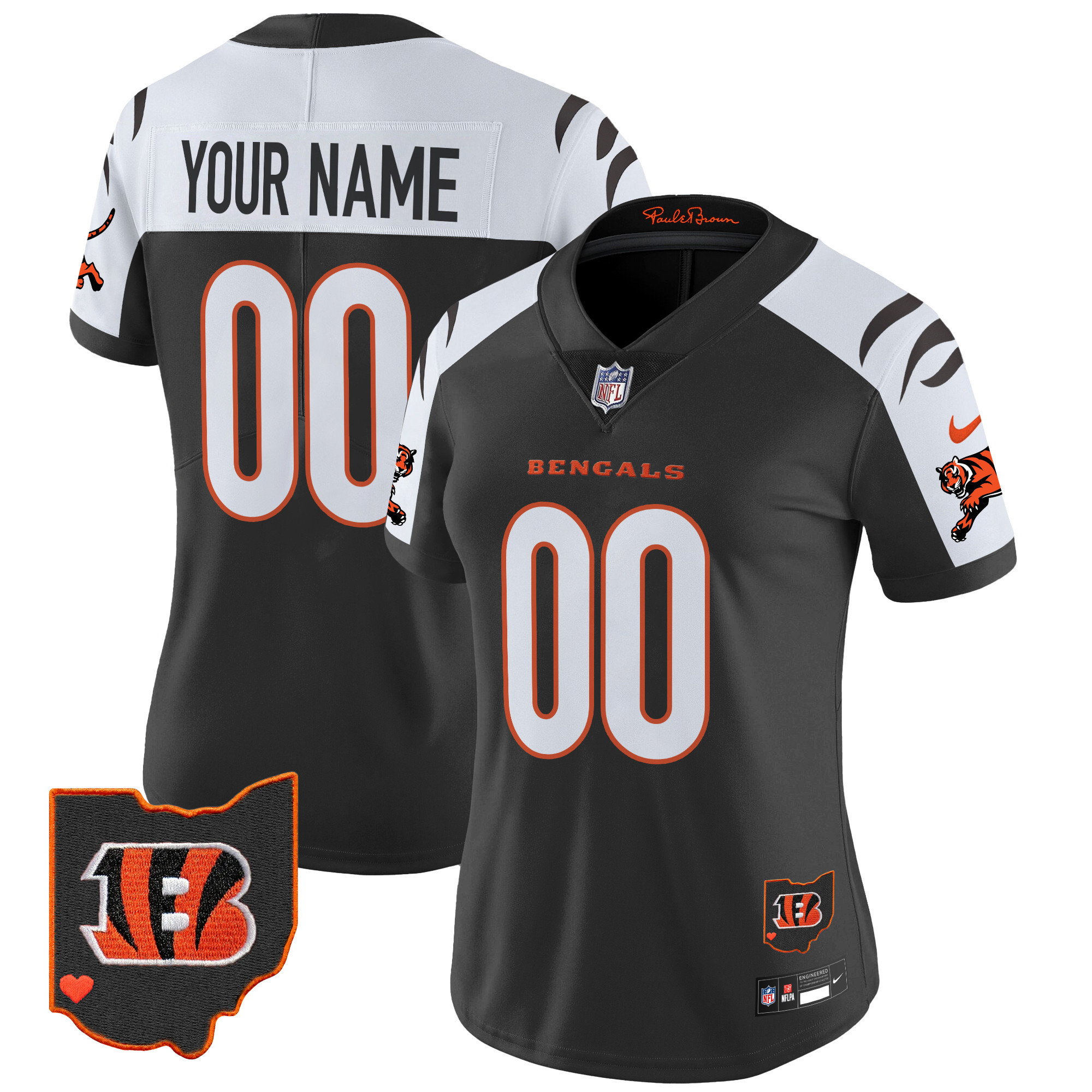 Women's Cincinnati Bengals 2024 Vapor Limited Custom Alternate Jersey - All Stitched