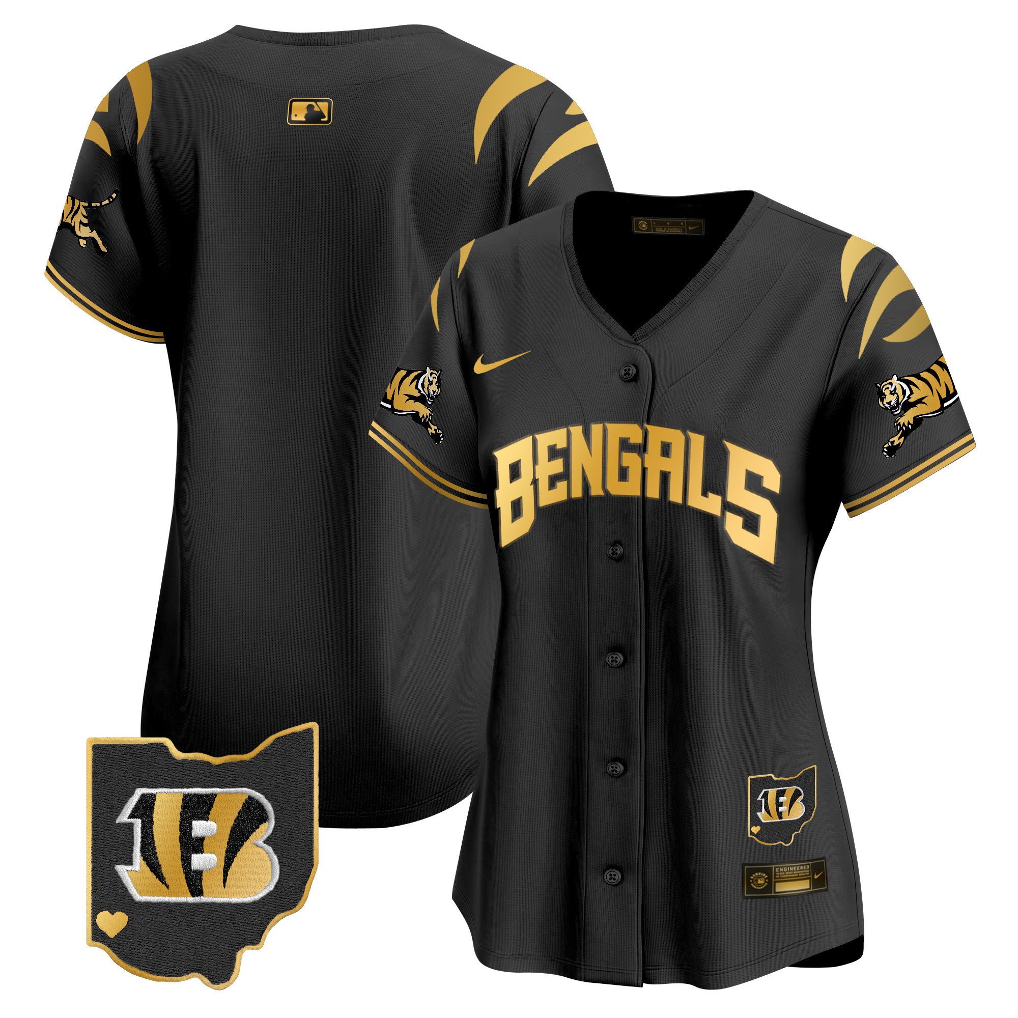 Women's Cincinnati Bengals Vapor Premier Limited  Black Gold Jersey - All Stitched