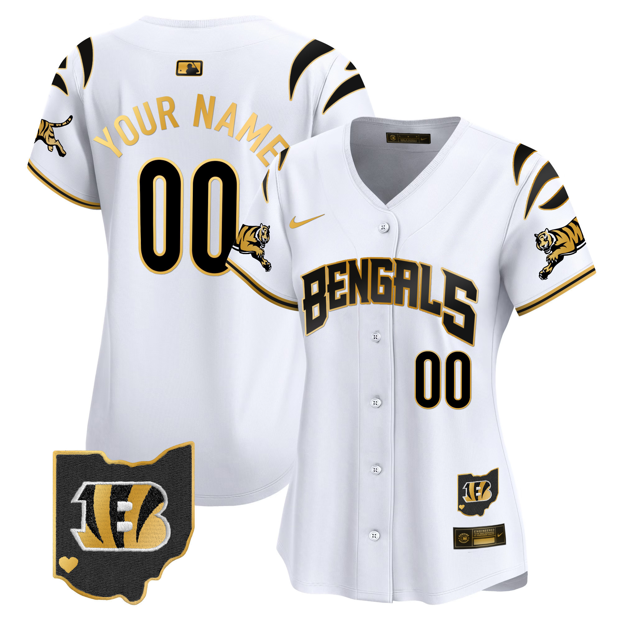 Women's Cincinnati Bengals Vapor Premier Limited Custom White Gold Jersey - All Stitched