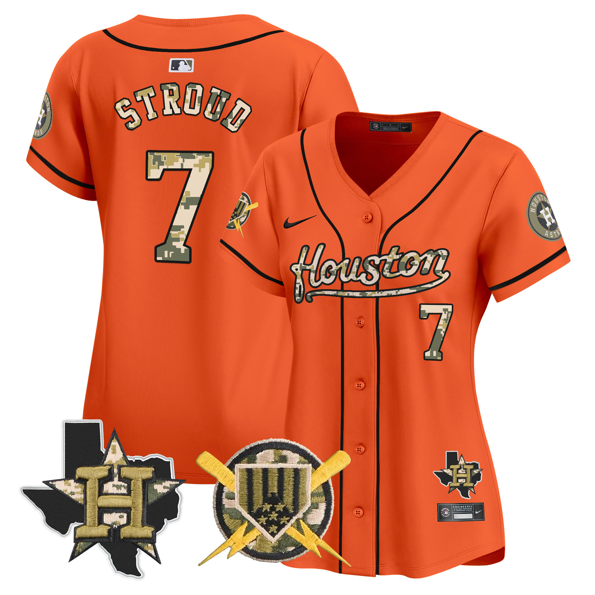 Women's CJ Stroud Houston Astros Armed Forces Day Vapor Premier Limited Orange Jersey - All Stitched