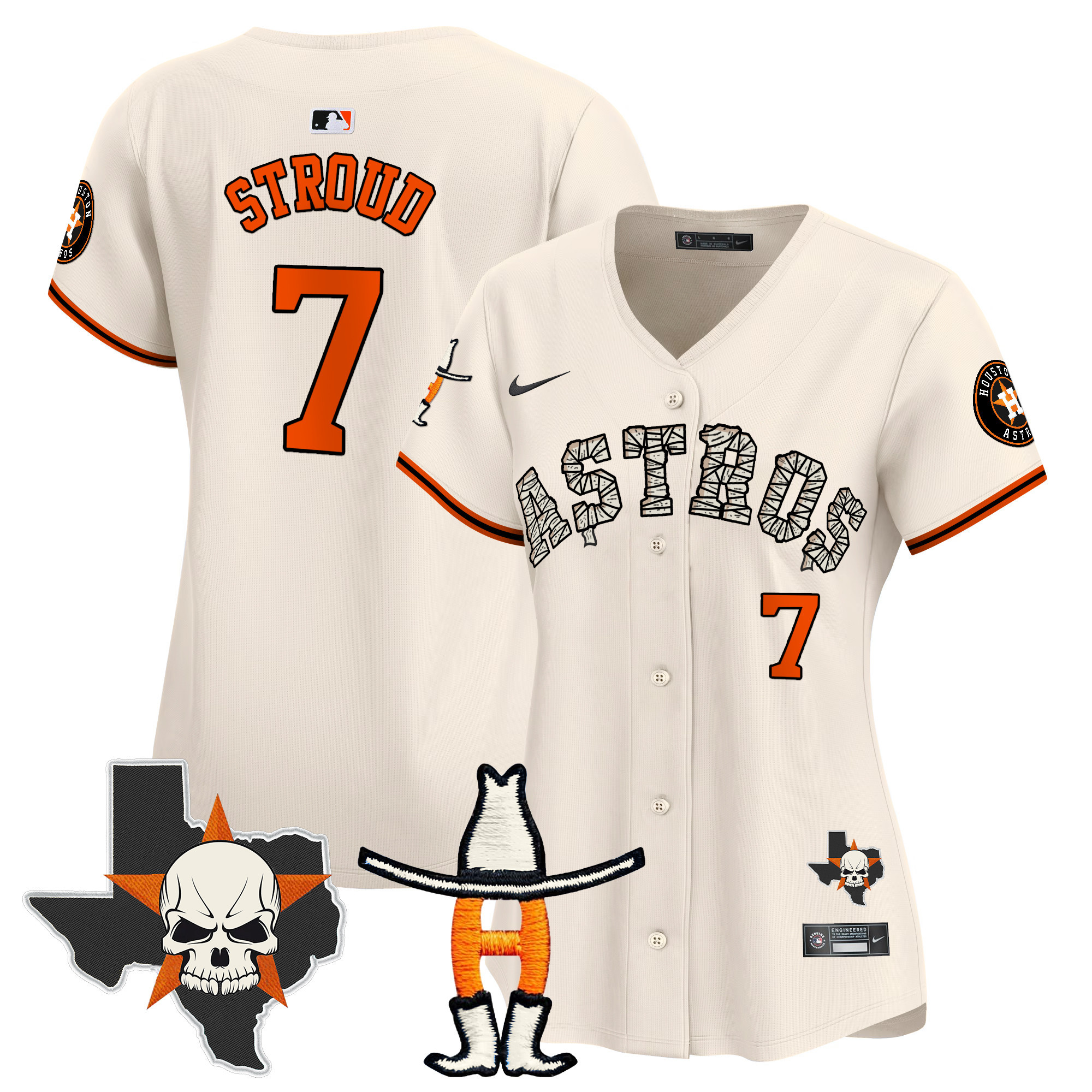 Women's CJ Stroud Houston Astros Halloween Vapor Premier Limited Cream Jersey - All Stitched