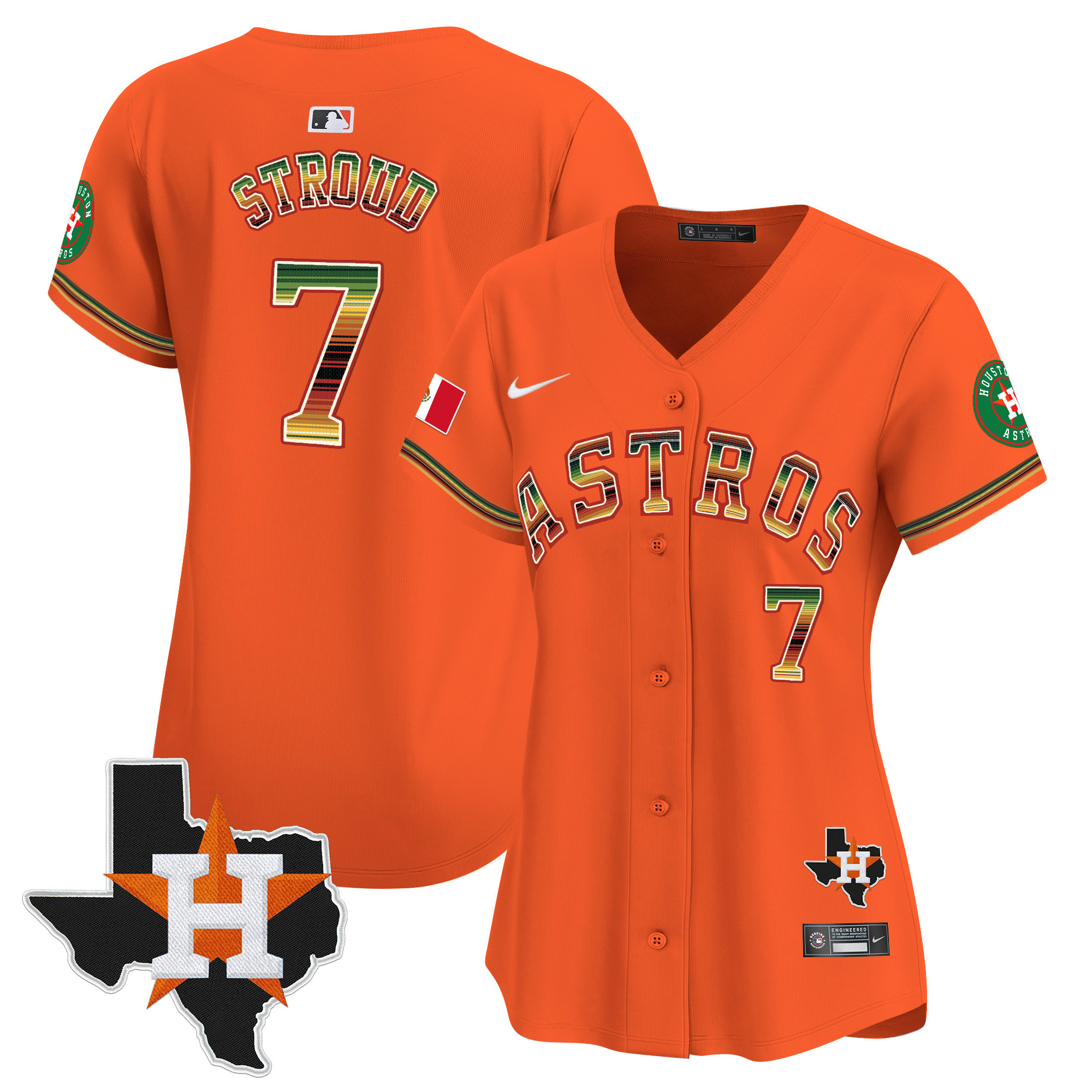 Women's CJ Stroud Houston Astros Mexico Traditional Style Vapor Premier Limited Orange Jersey - All Stitched