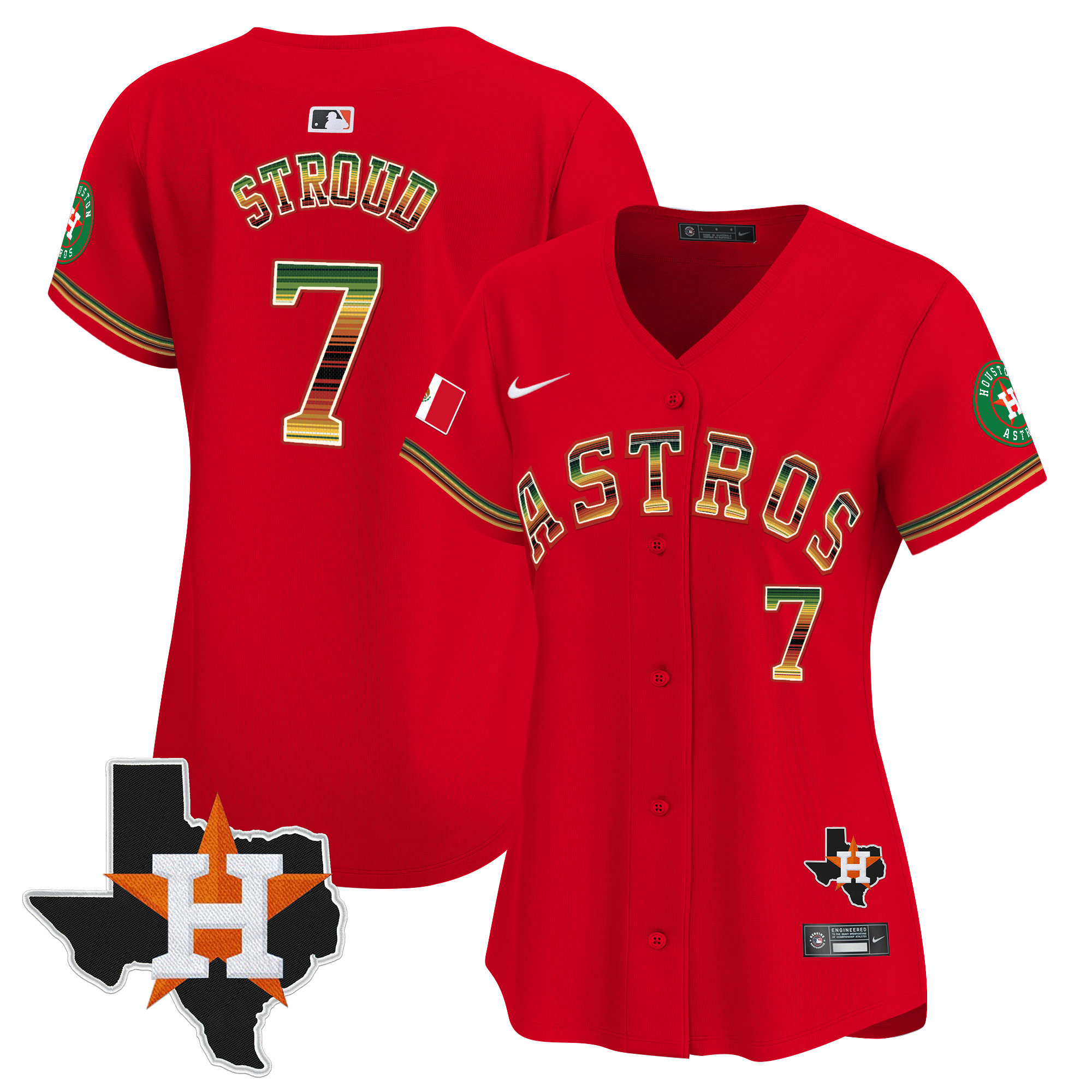 Women's CJ Stroud Houston Astros Mexico Traditional Style Vapor Premier Limited Red Jersey - All Stitched