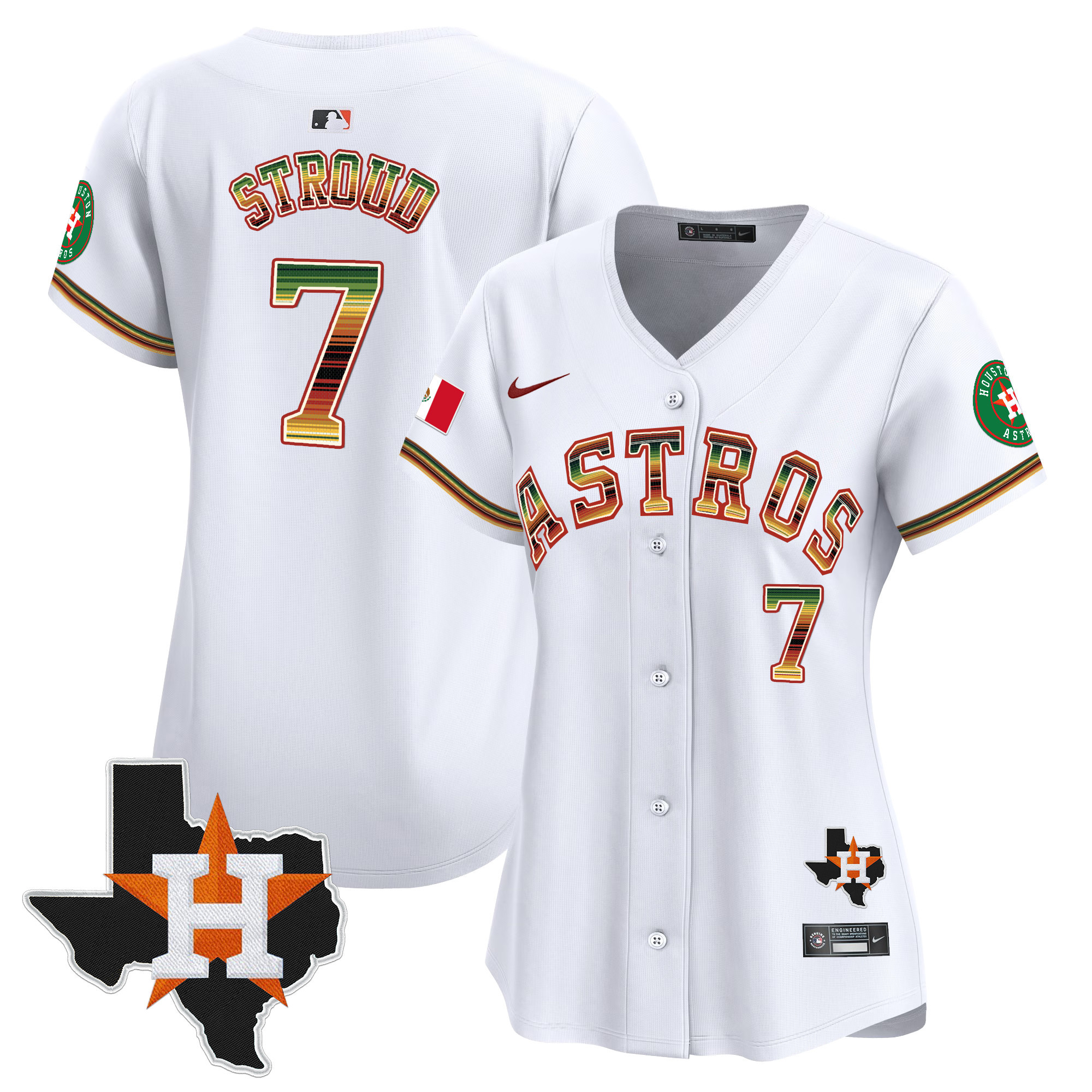 Women's CJ Stroud Houston Astros Mexico Traditional Style Vapor Premier Limited White Jersey - All Stitched