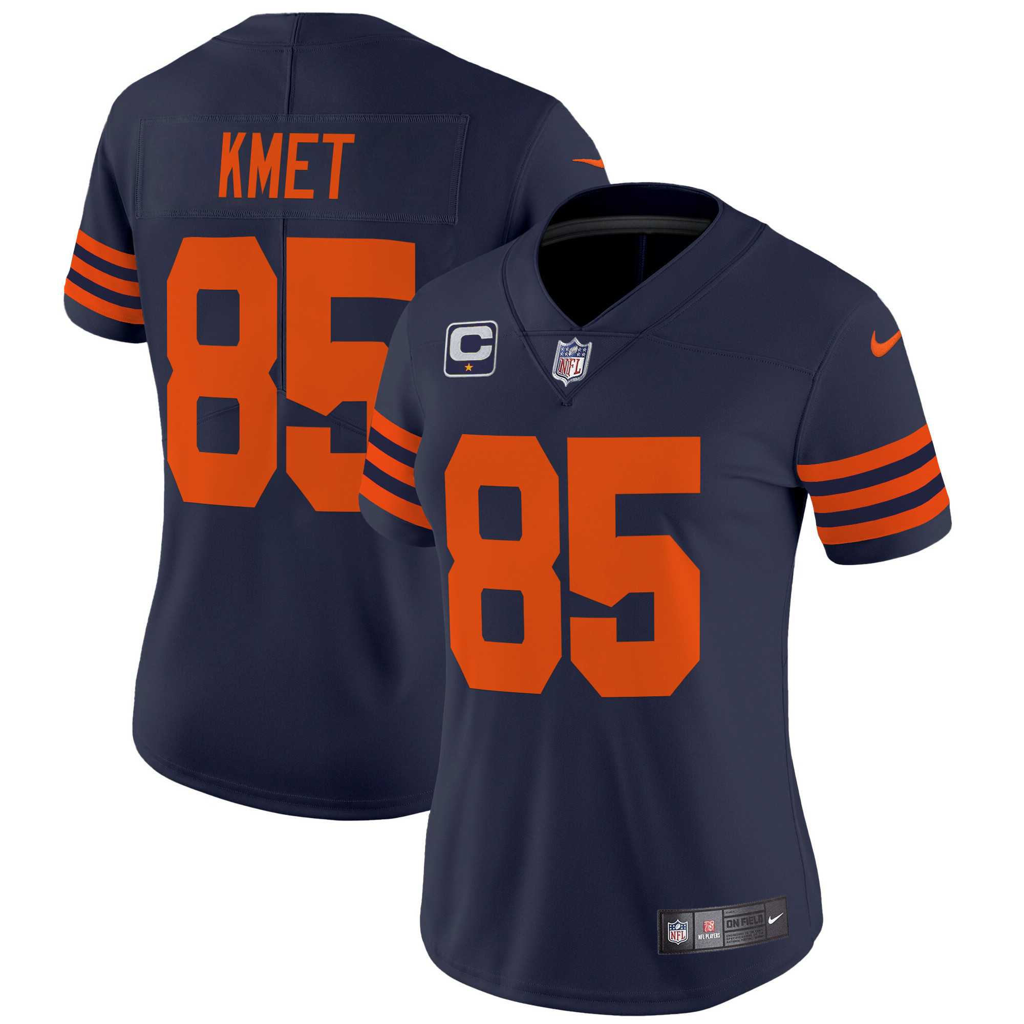 Women's Cole Kmet Chicago Bears Throwback Vapor Limited Navy Jersey - All Stitched