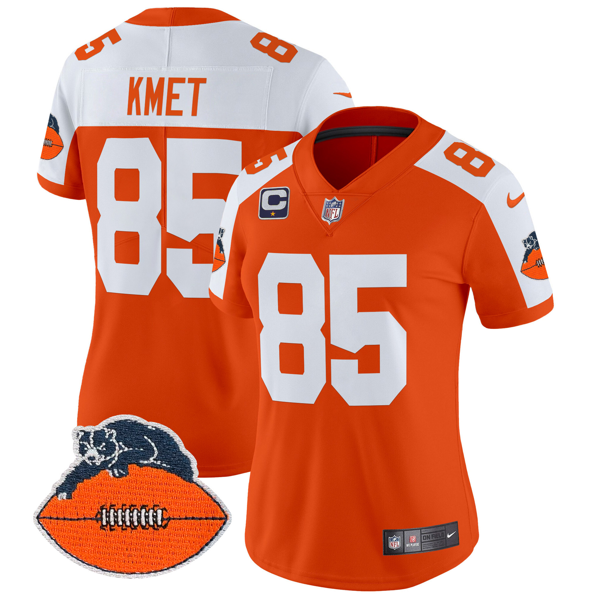 Women's Cole Kmet Chicago Bears Throwback Vapor Limited Orange Alternate Jersey - All Stitched