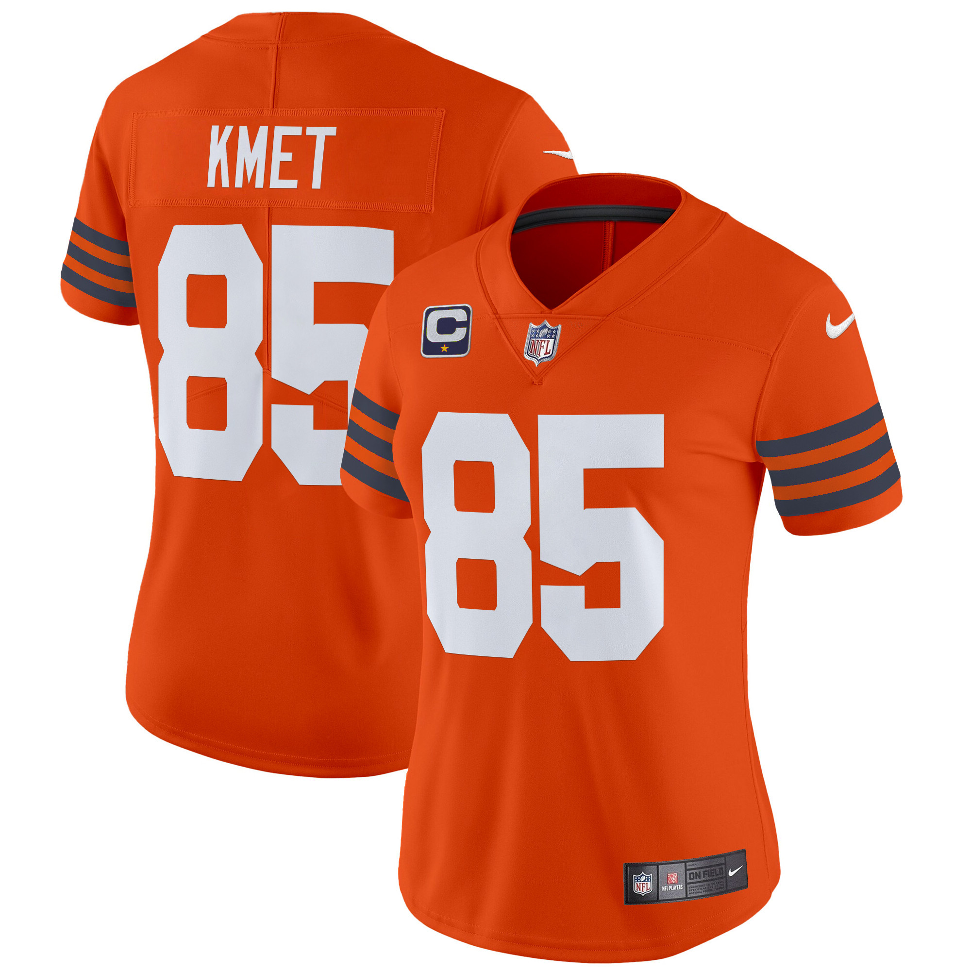 Women's Cole Kmet Chicago Bears Throwback Vapor Limited Orange Jersey - All Stitched
