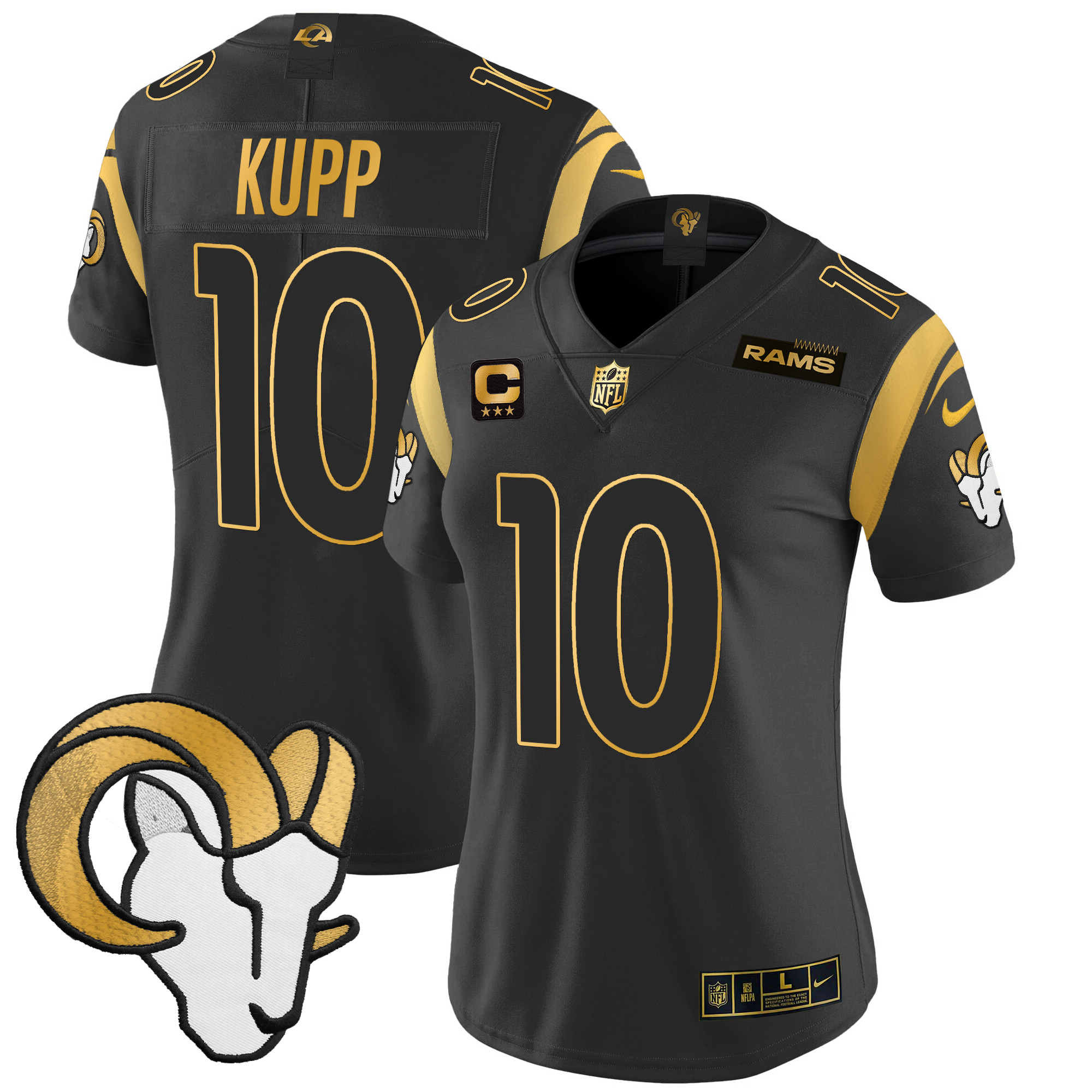 Women's Cooper Kupp Los Angeles Rams 2024 Gold Vapor Limited Black Gold Jersey - All Stitched