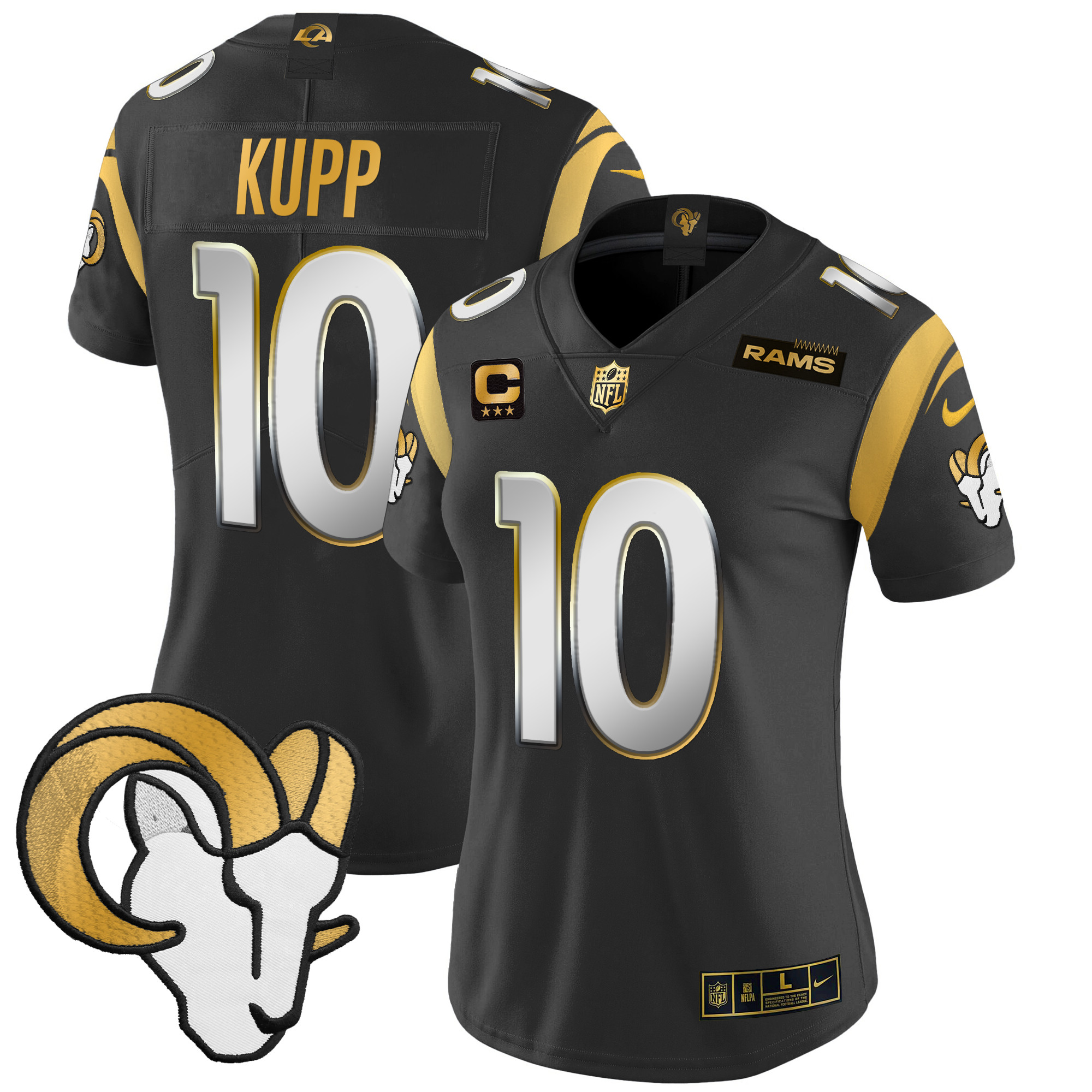 Women's Cooper Kupp Los Angeles Rams 2024 Gold Vapor Limited Black Limited Jersey - All Stitched