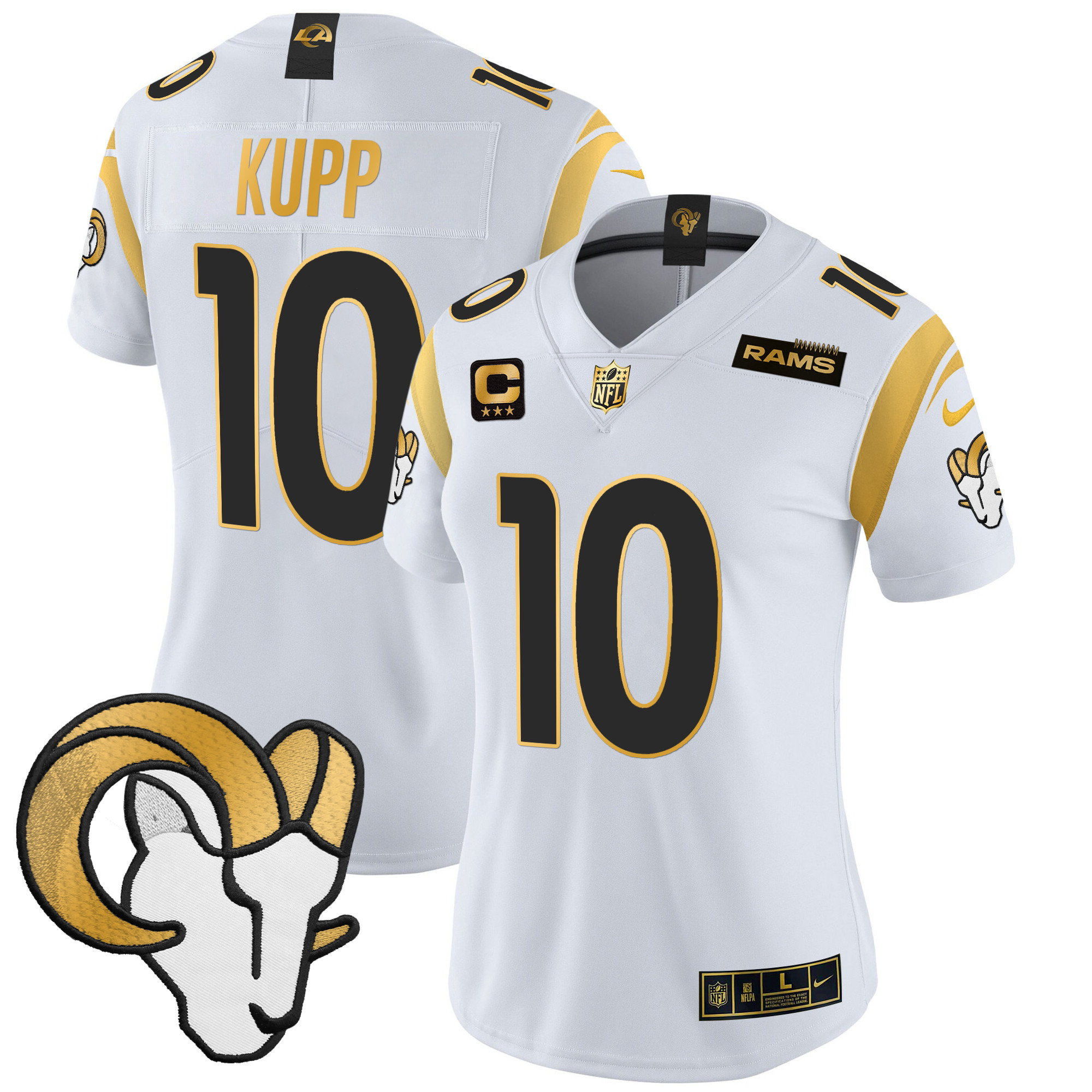 Women's Cooper Kupp Los Angeles Rams 2024 Gold Vapor Limited White Gold Jersey - All Stitched