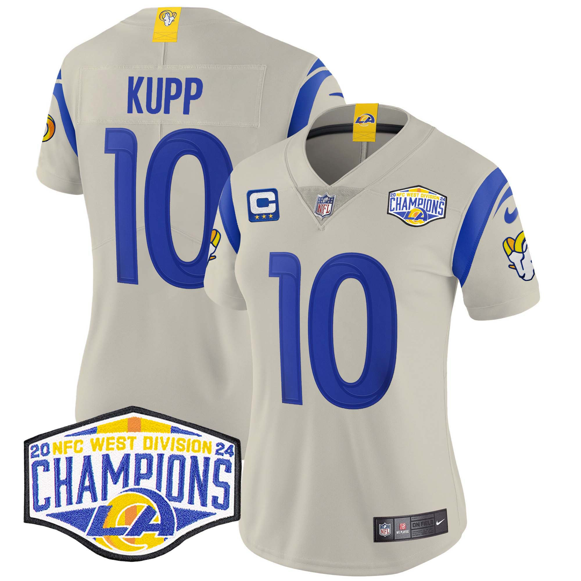 Women's Cooper Kupp Los Angeles Rams 2024 NFC West Division Champions Vapor Limited Bone Jersey - All Stitched