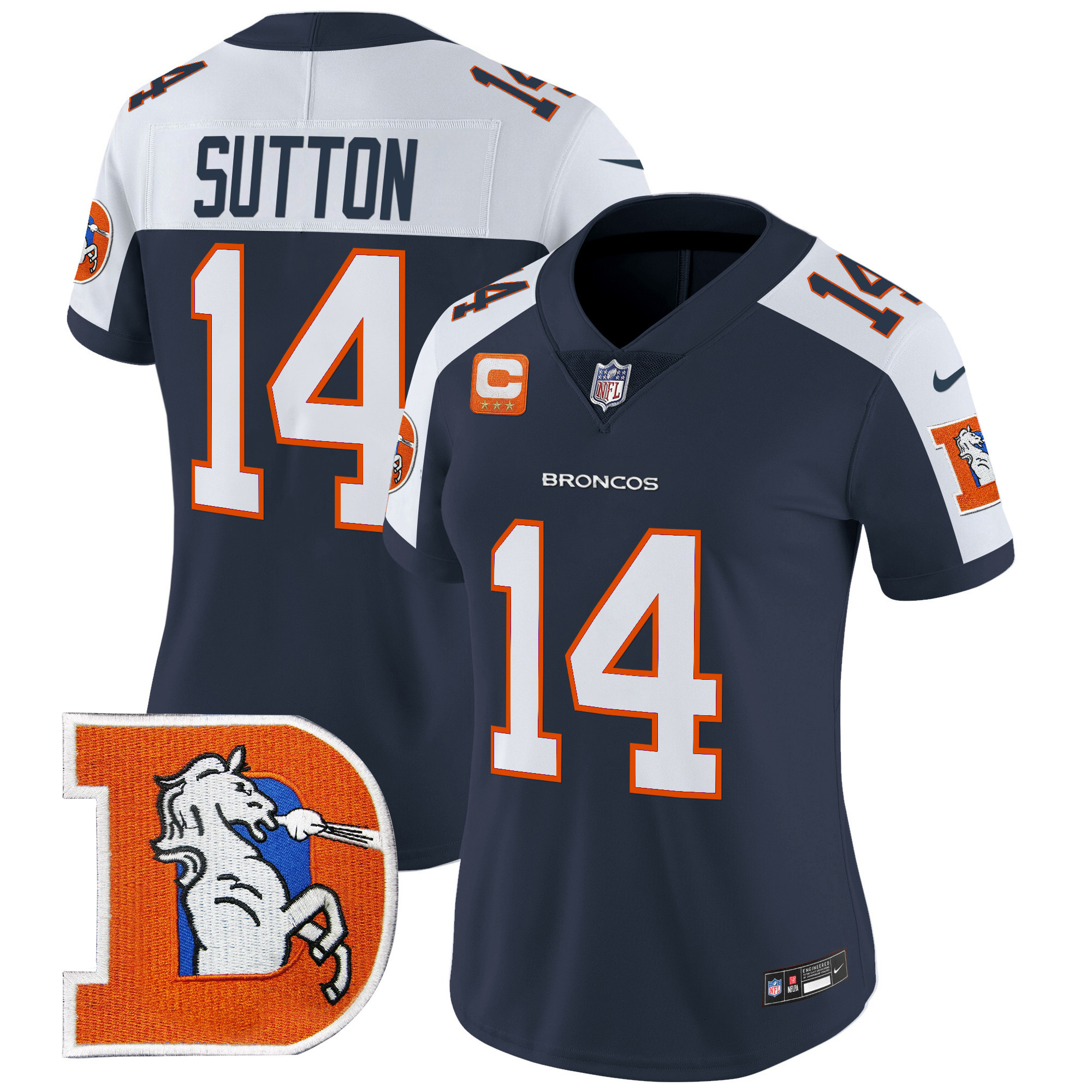 Women's Courtland Sutton Denver Broncos Throwback Vapor Limited Navy Alternate Jersey - All Stitched