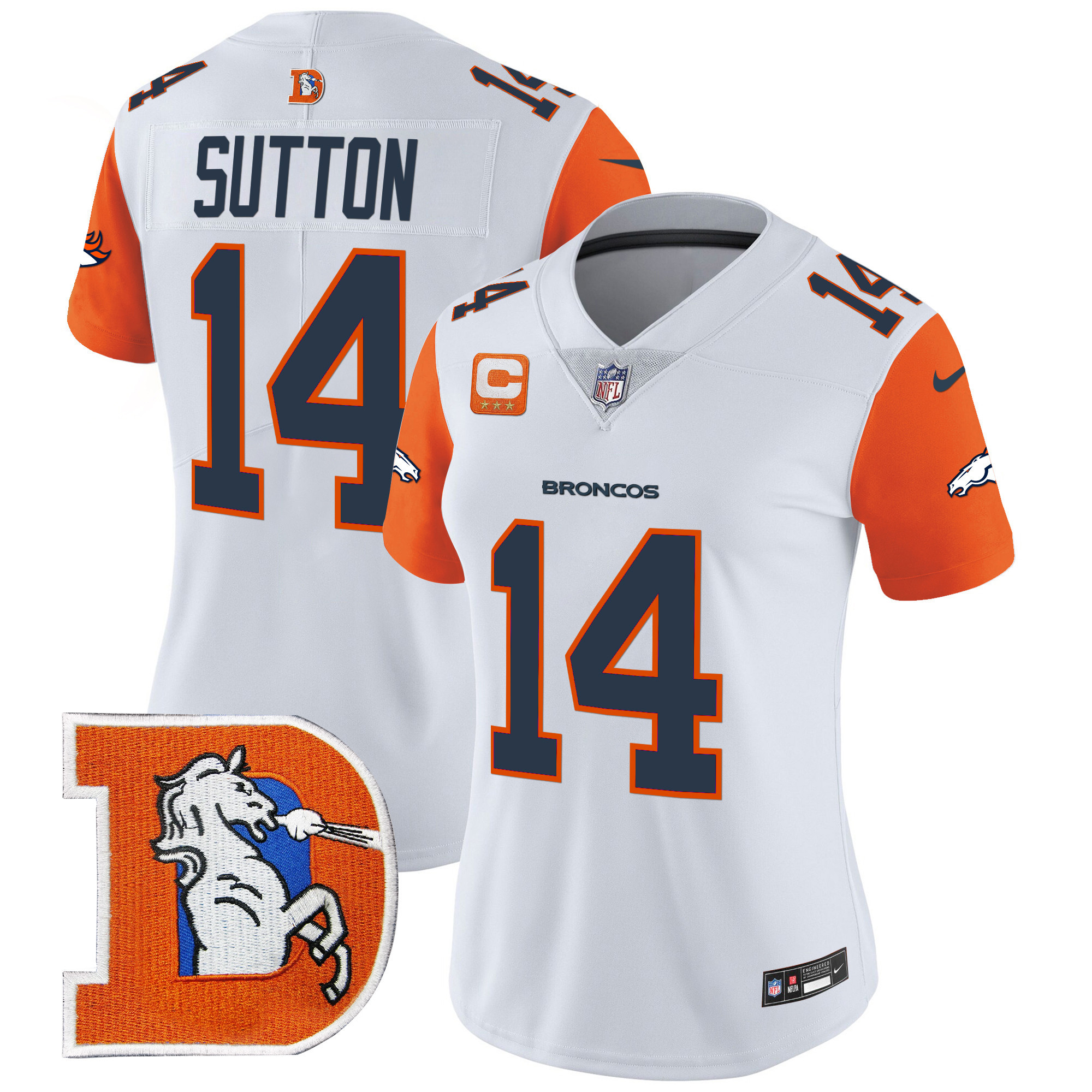 Women's Courtland Sutton Denver Broncos Throwback Vapor Limited Orange Sleeves Jersey - All Stitched