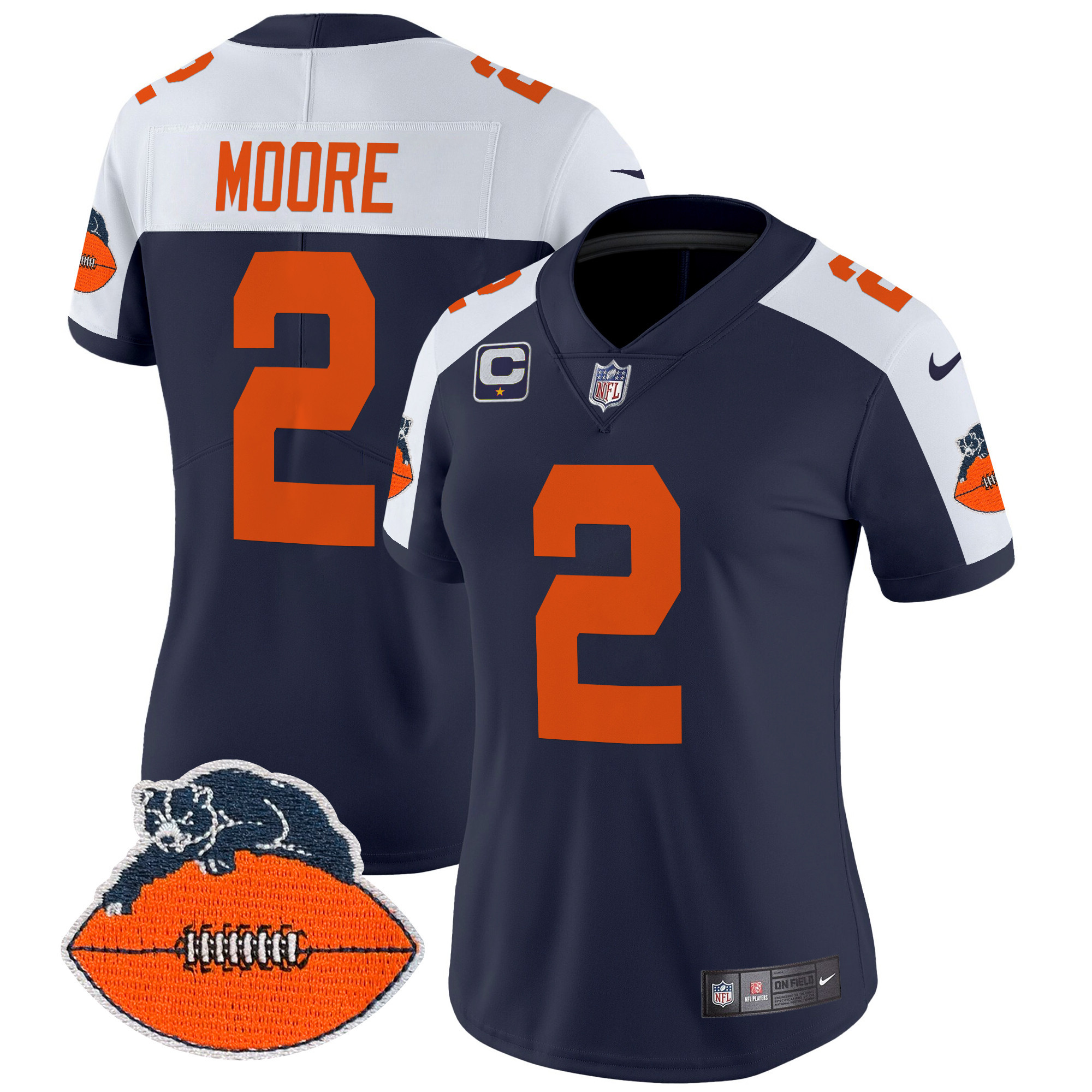 Women's D.J. Moore Chicago Bears Throwback Vapor Limited Navy Alternate Jersey - All Stitched