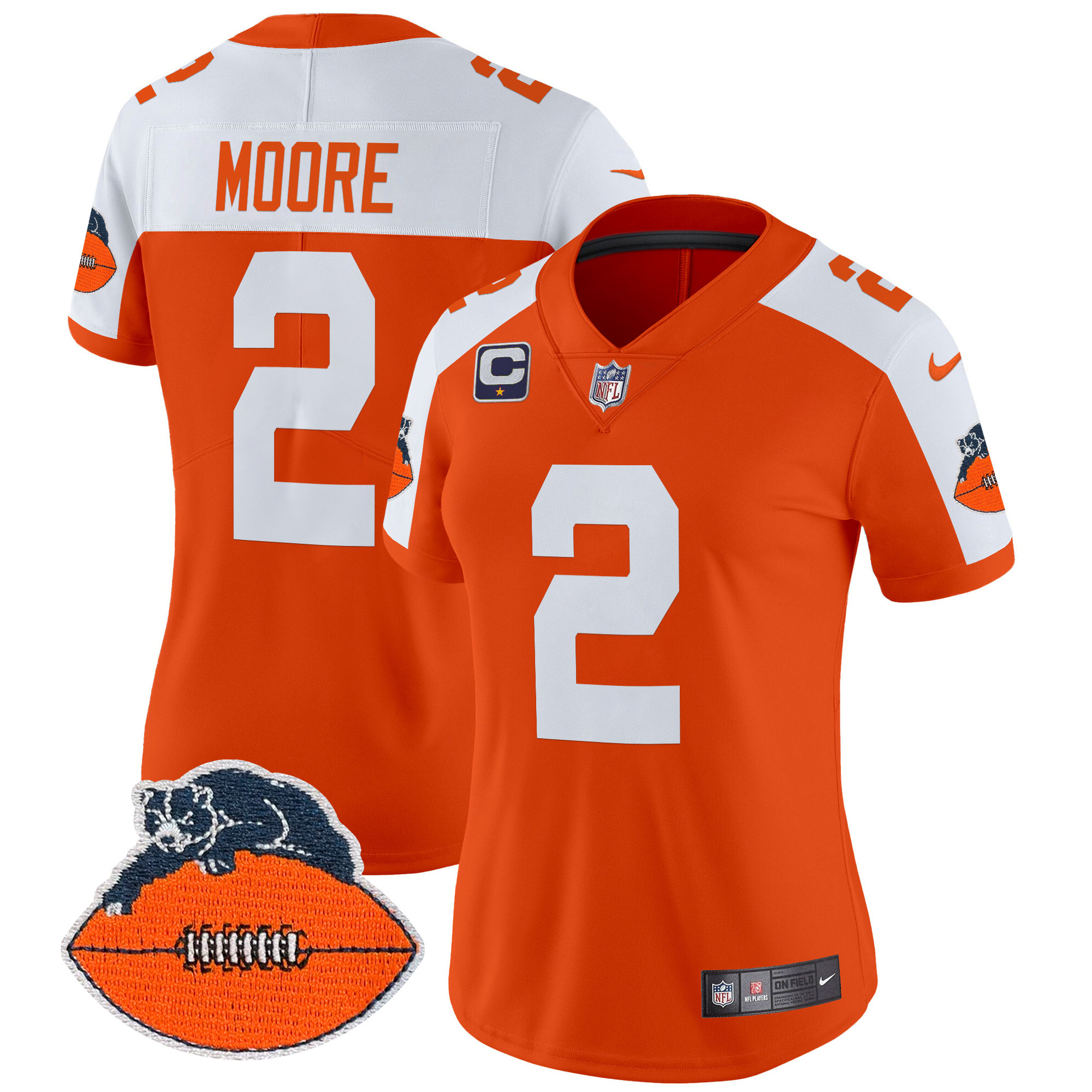 Women's D.J. Moore Chicago Bears Throwback Vapor Limited Orange Alternate Jersey - All Stitched