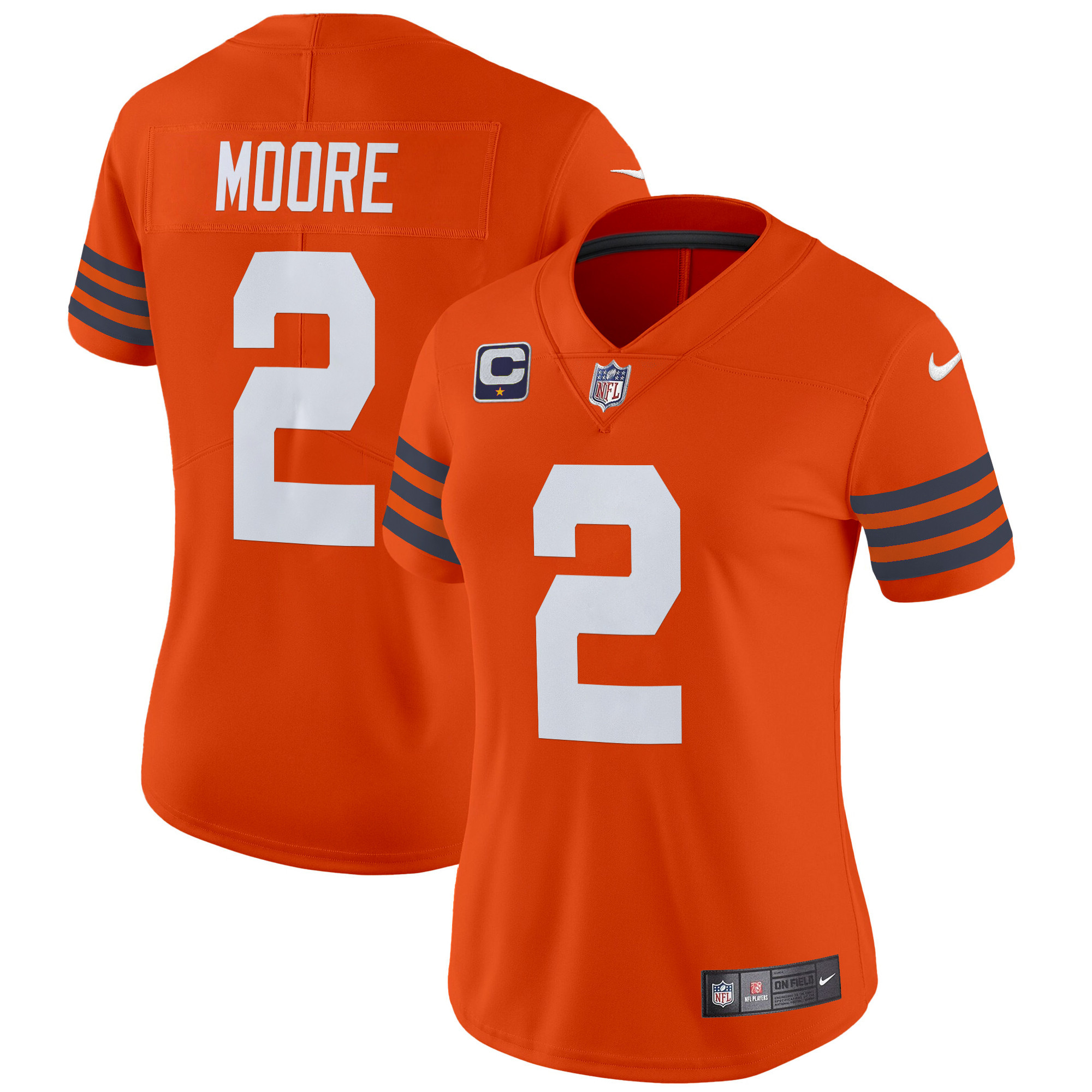 Women's D.J. Moore Chicago Bears Throwback Vapor Limited Orange Jersey - All Stitched