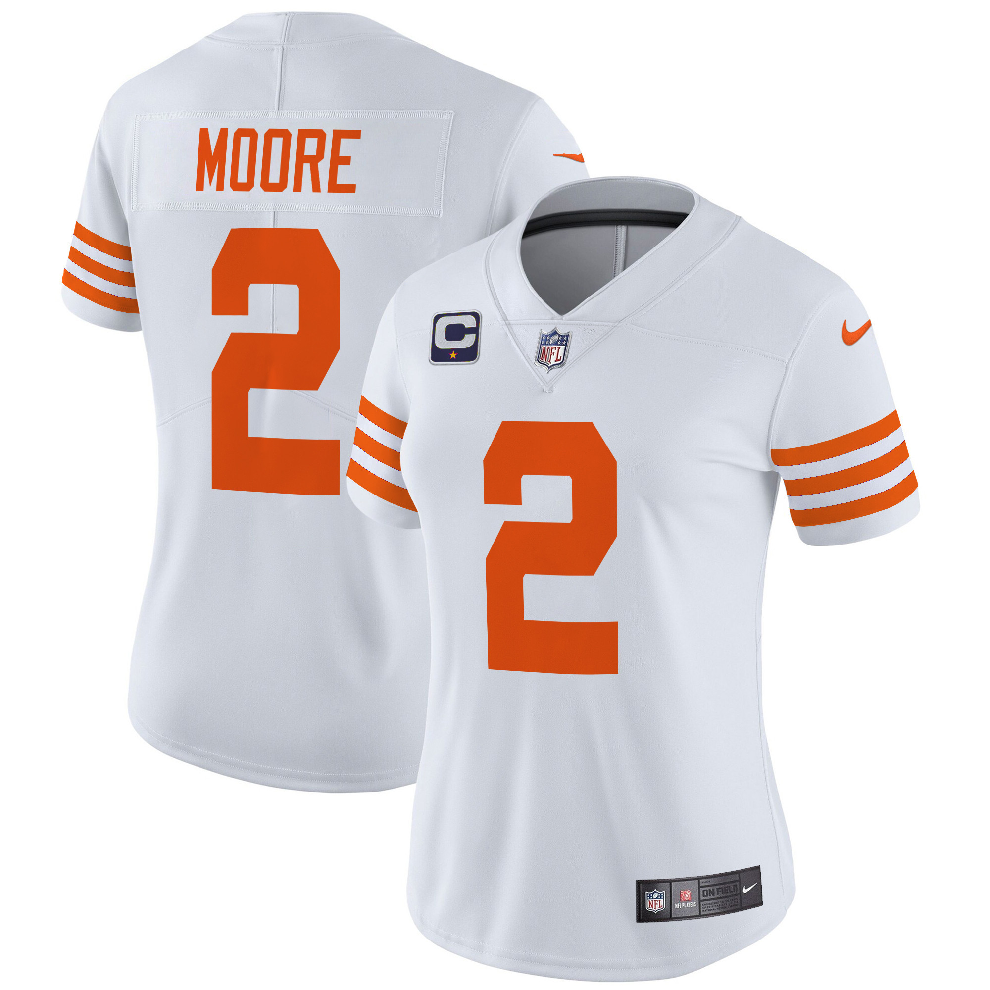 Women's D.J. Moore Chicago Bears Throwback Vapor Limited White Jersey - All Stitched