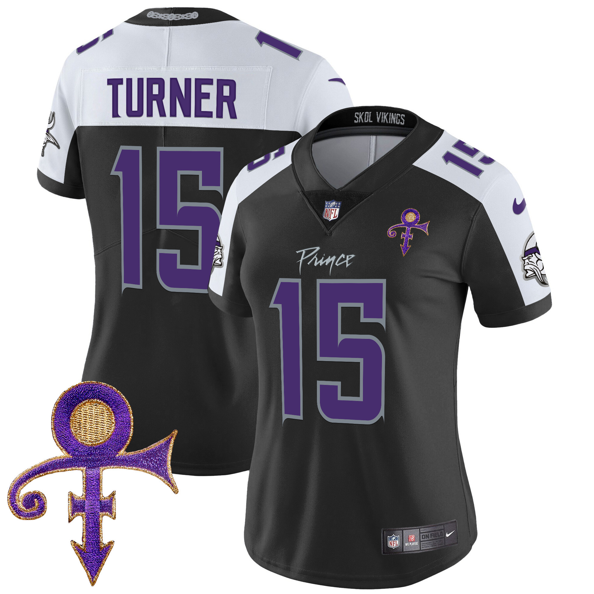 Women's Dallas Turner Minnesota Vikings 2024 Prince Vapor Limited Black Alternate Jersey - All Stitched