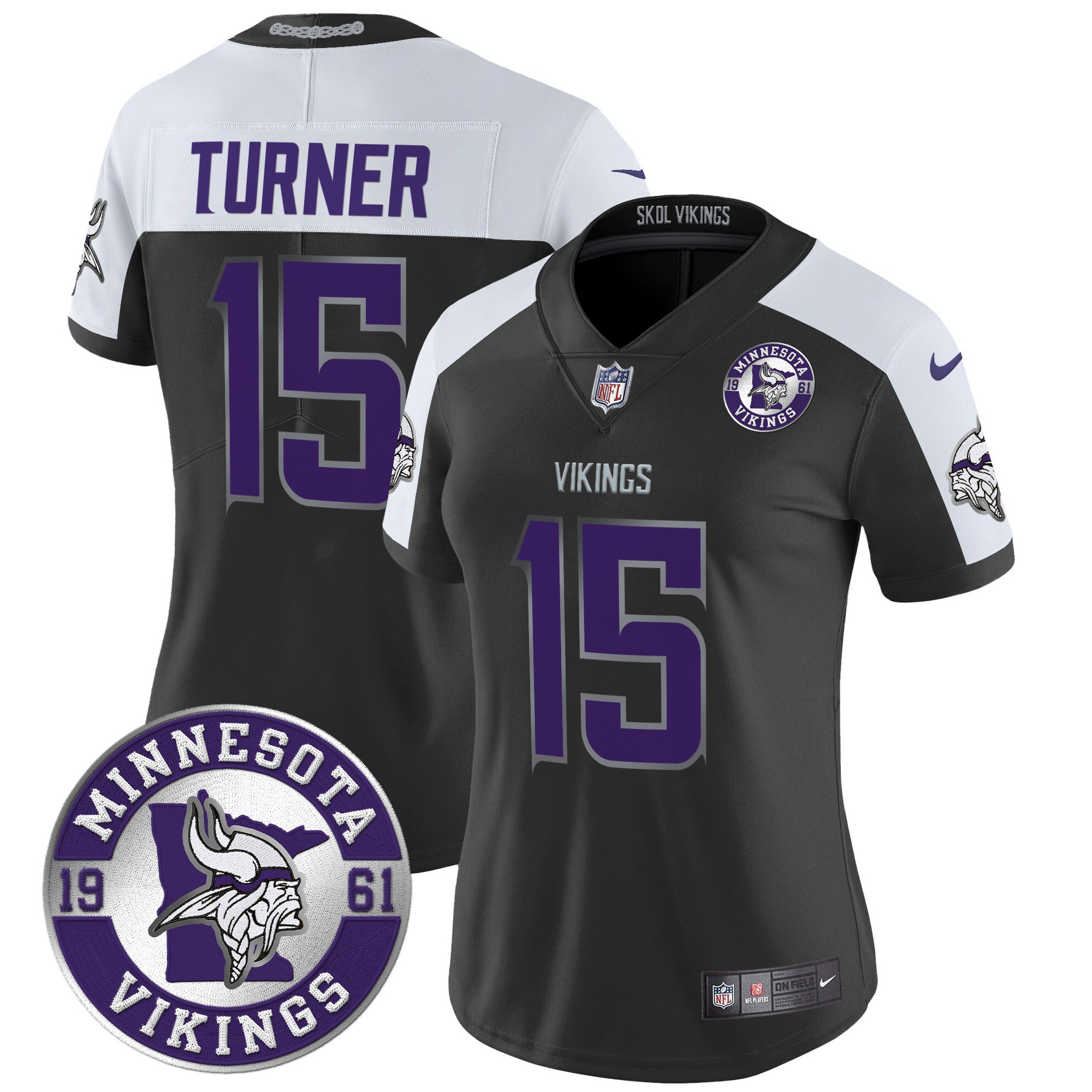 Women's Dallas Turner Minnesota Vikings 2024 Vapor Limited Black Alternate Jersey - All Stitched