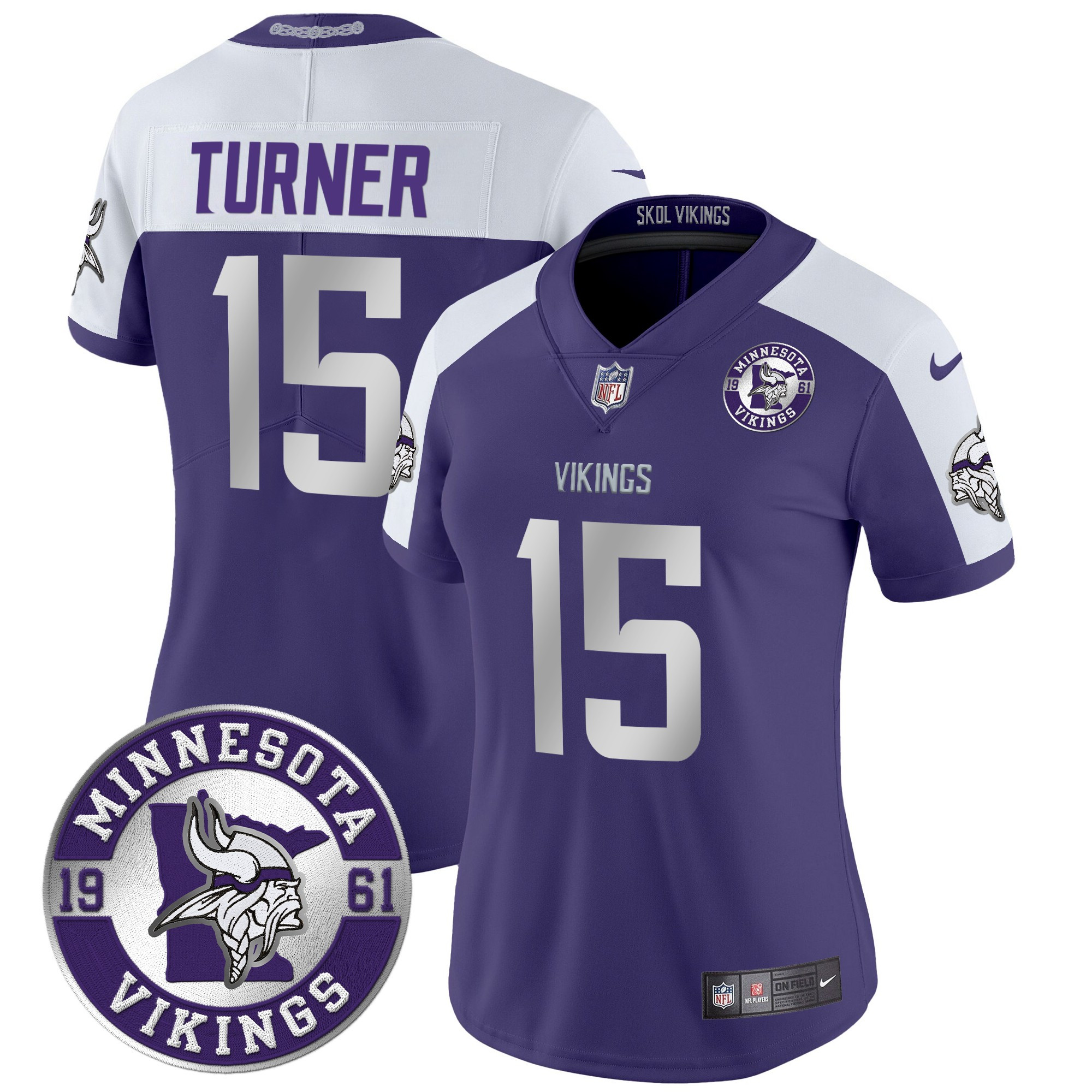 Women's Dallas Turner Minnesota Vikings 2024 Vapor Limited Purple Alternate Jersey - All Stitched