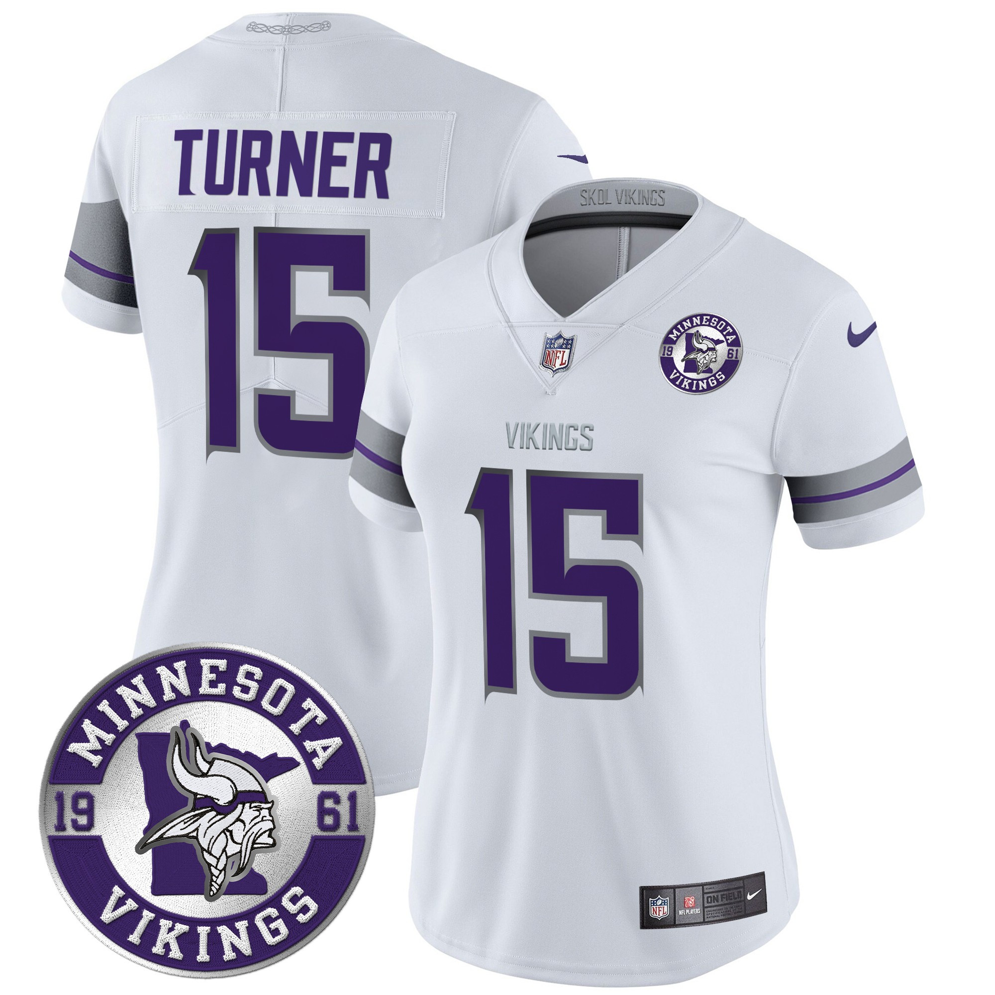 Women's Dallas Turner Minnesota Vikings 2024 Vapor Limited White Jersey - All Stitched