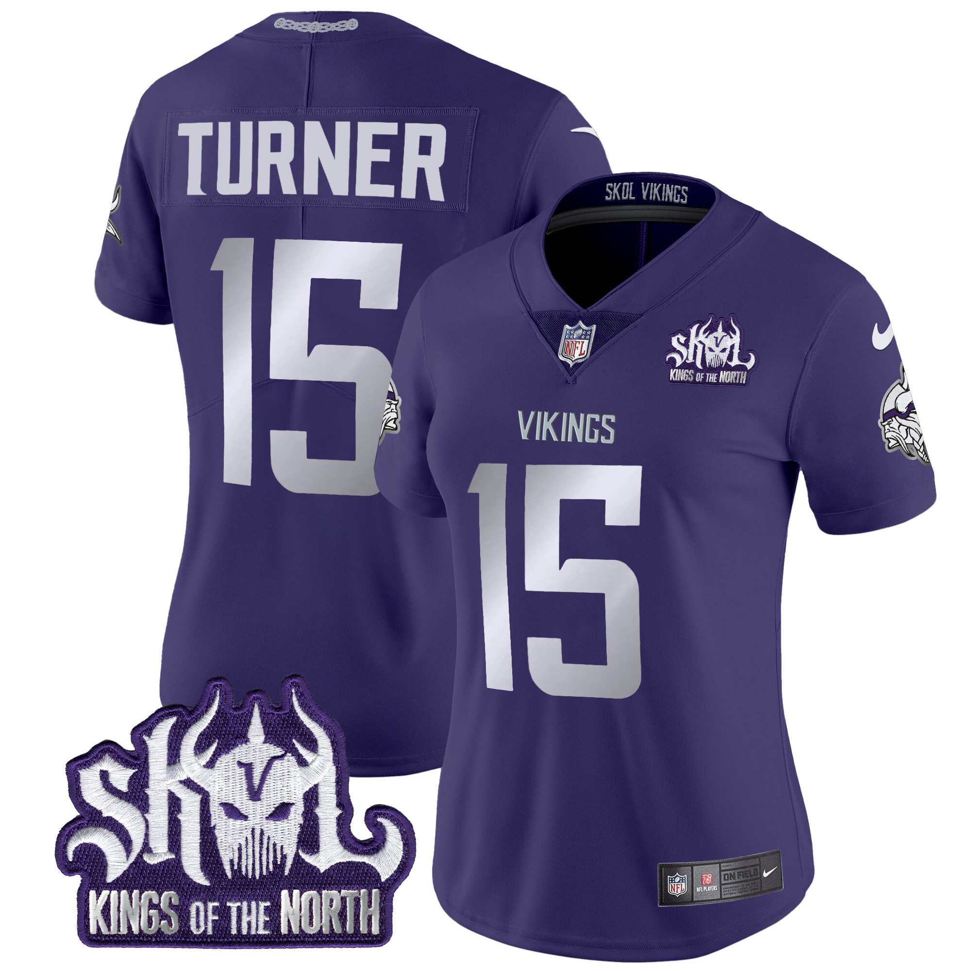 Women's Dallas Turner Minnesota Vikings 2024 Winter Warrior Skol Patch Vapor Limited Purple Jersey - All Stitched