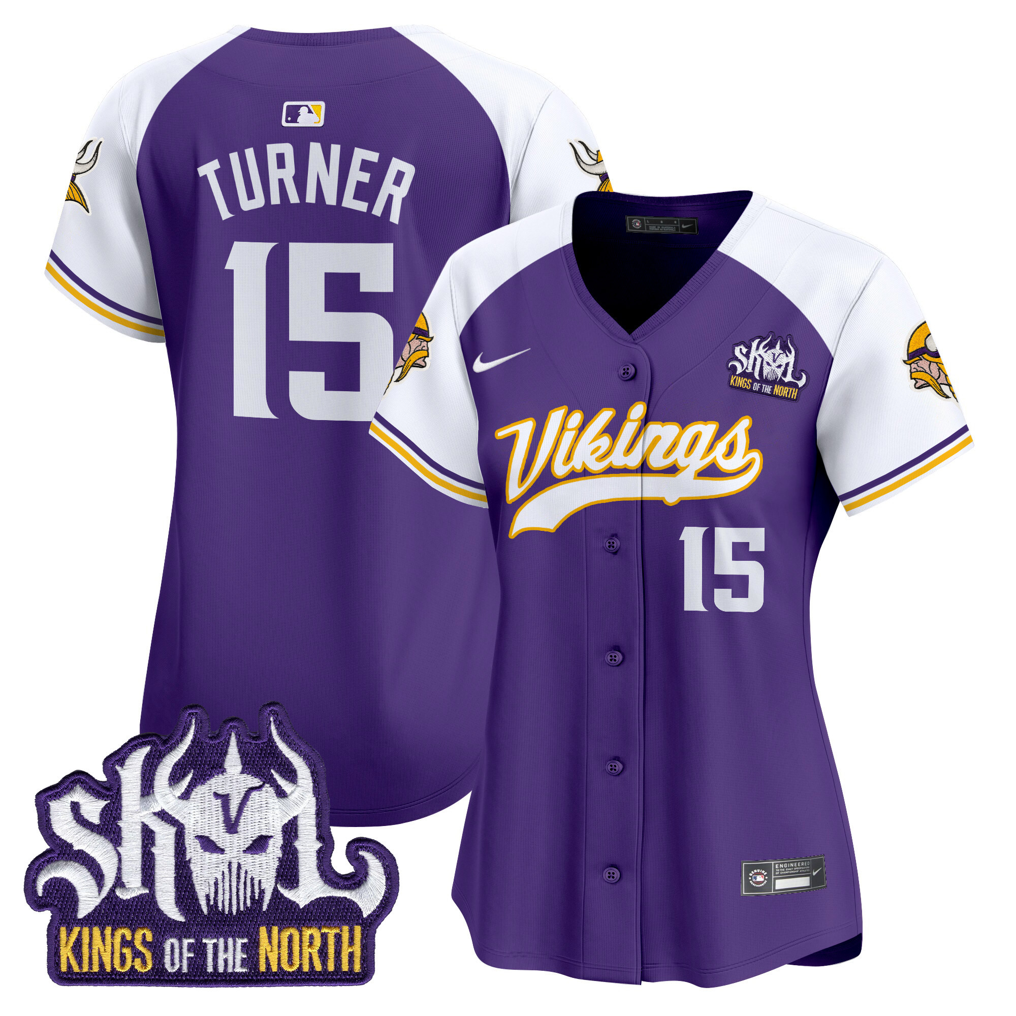 Women's Dallas Turner Minnesota Vikings Kings Of The North Patch Vapor Premier Limited Purple Alternate Jersey - All Stitched