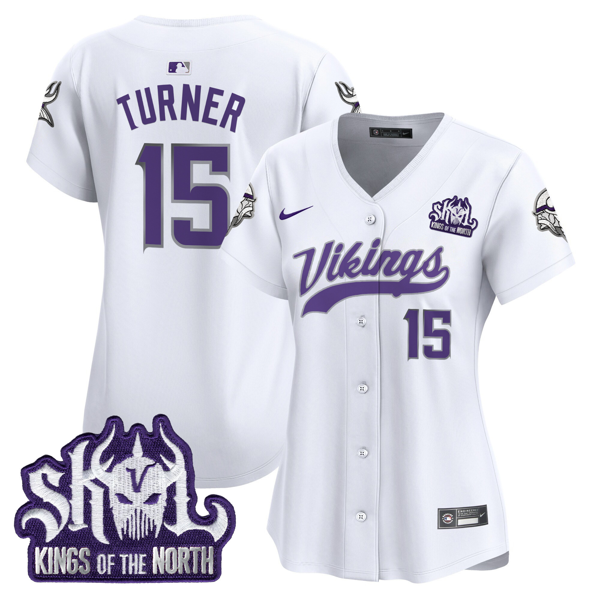 Women's Dallas Turner Minnesota Vikings Kings Of The North Patch Vapor Premier Limited Winter Warrior Jersey - All Stitched