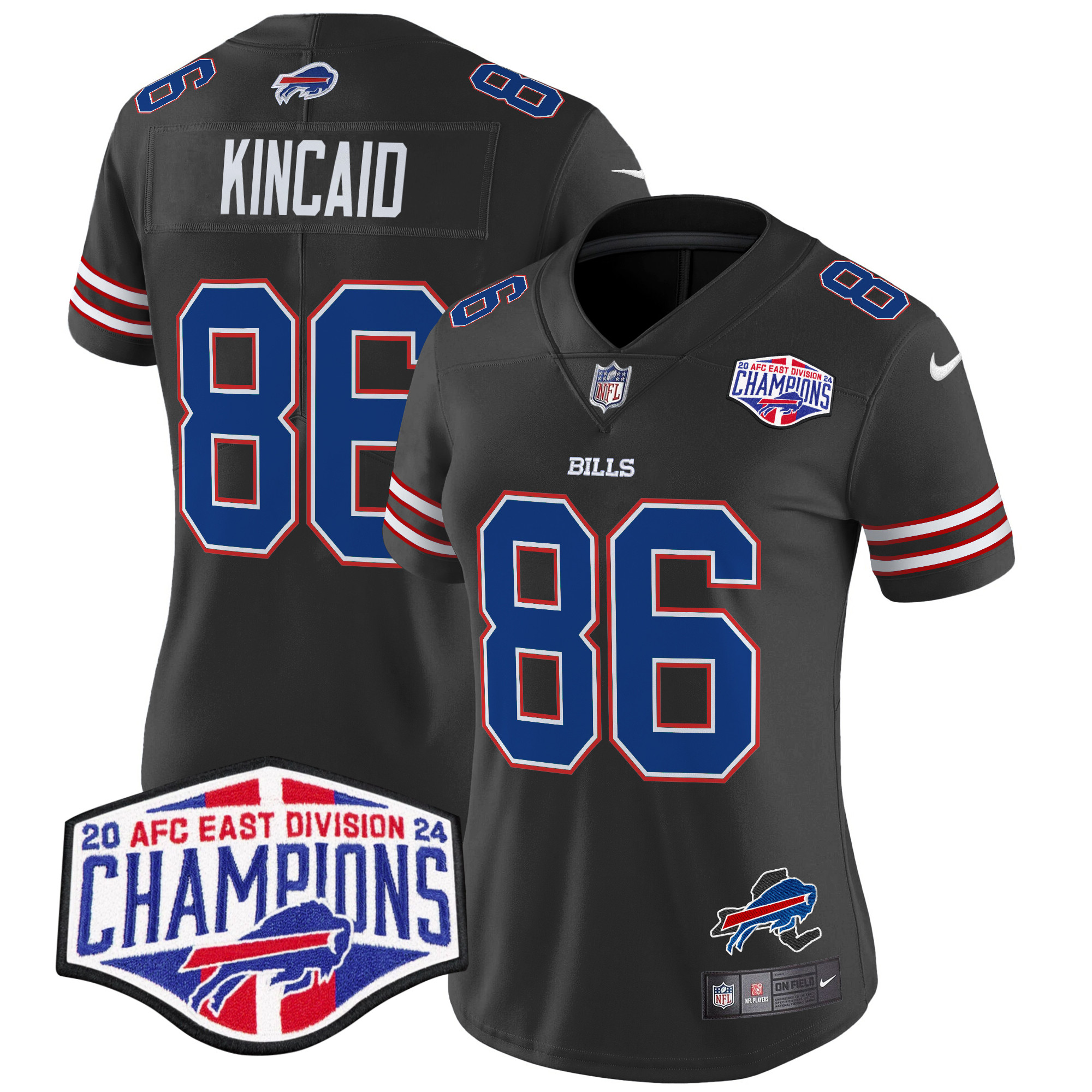 Women's Dalton Kincaid Buffalo Bills 2024 AFC East Division Champions Vapor Limited Black Jersey - All Stitched