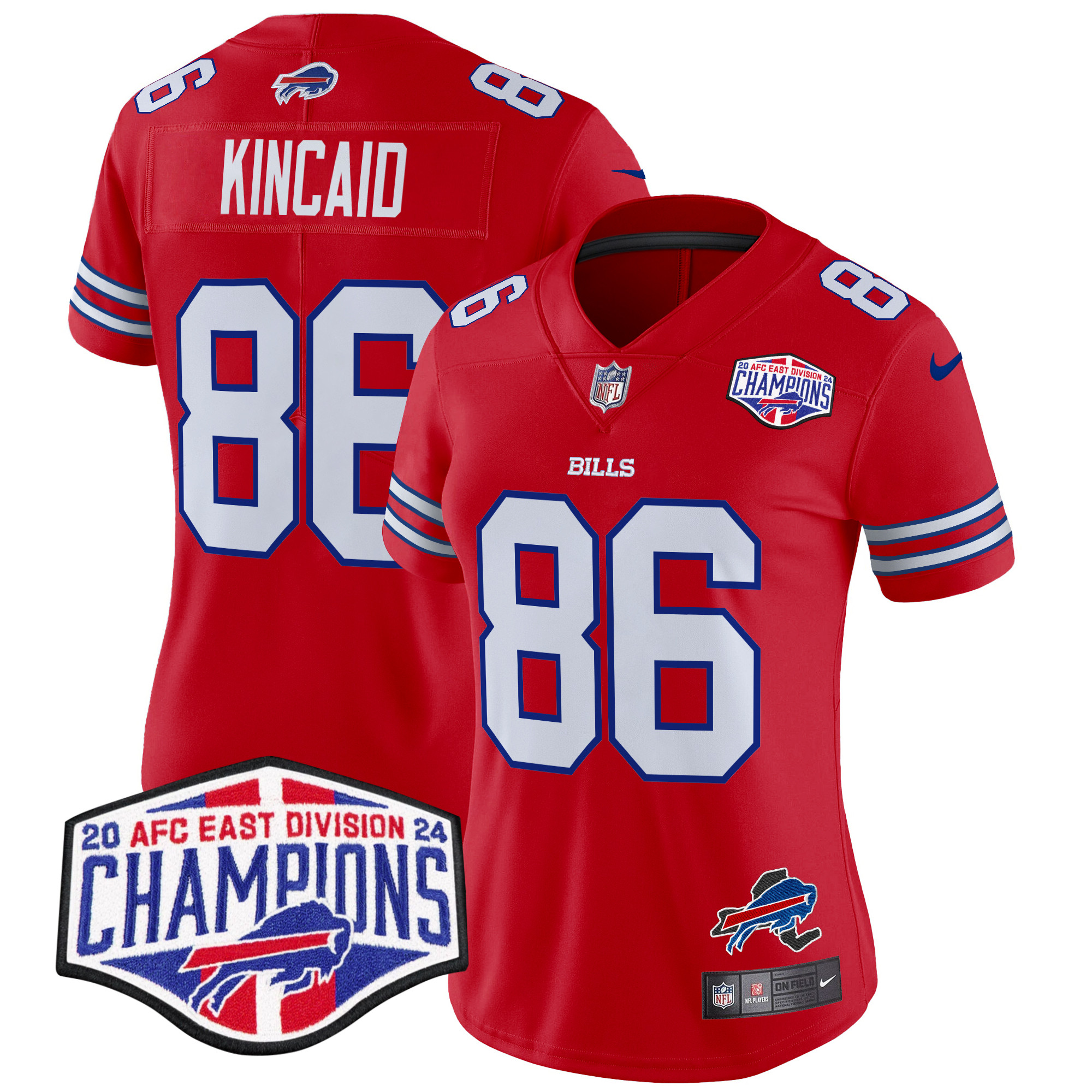 Women's Dalton Kincaid Buffalo Bills 2024 AFC East Division Champions Vapor Limited Red Jersey - All Stitched