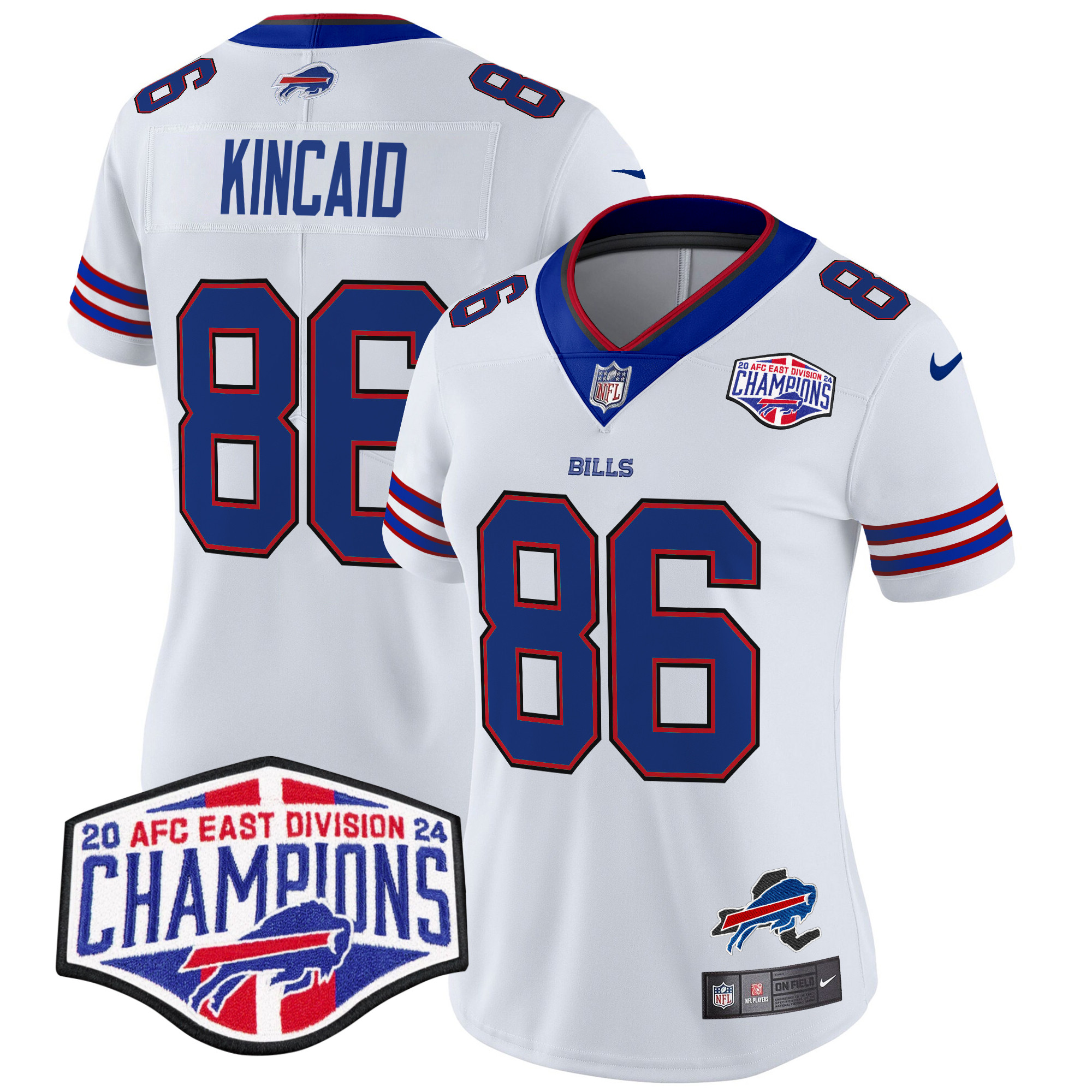 Women's Dalton Kincaid Buffalo Bills 2024 AFC East Division Champions Vapor Limited White Jersey - All Stitched