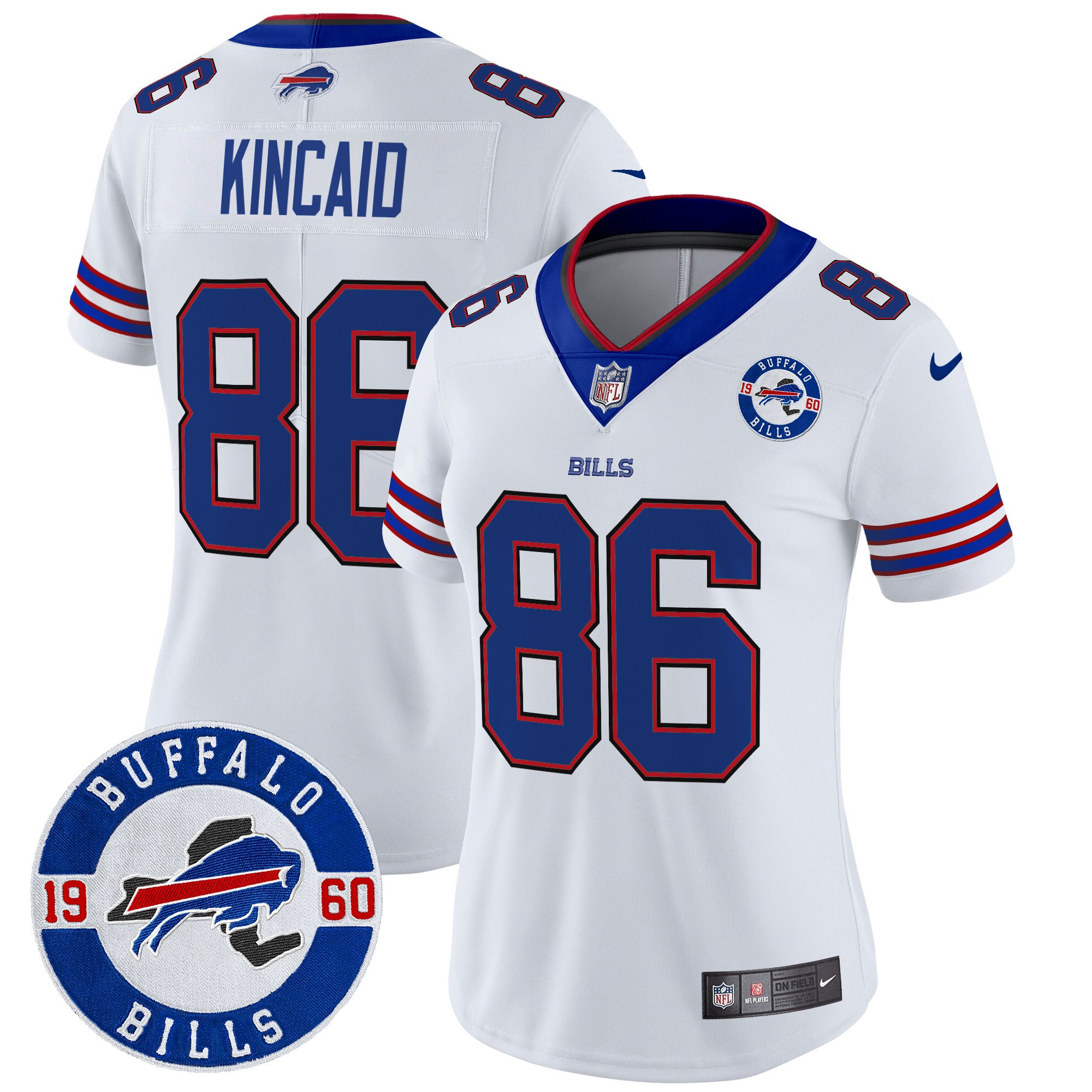 Women's Dalton Kincaid Buffalo Bills 2024 Vapor Limited White Jersey - All Stitched