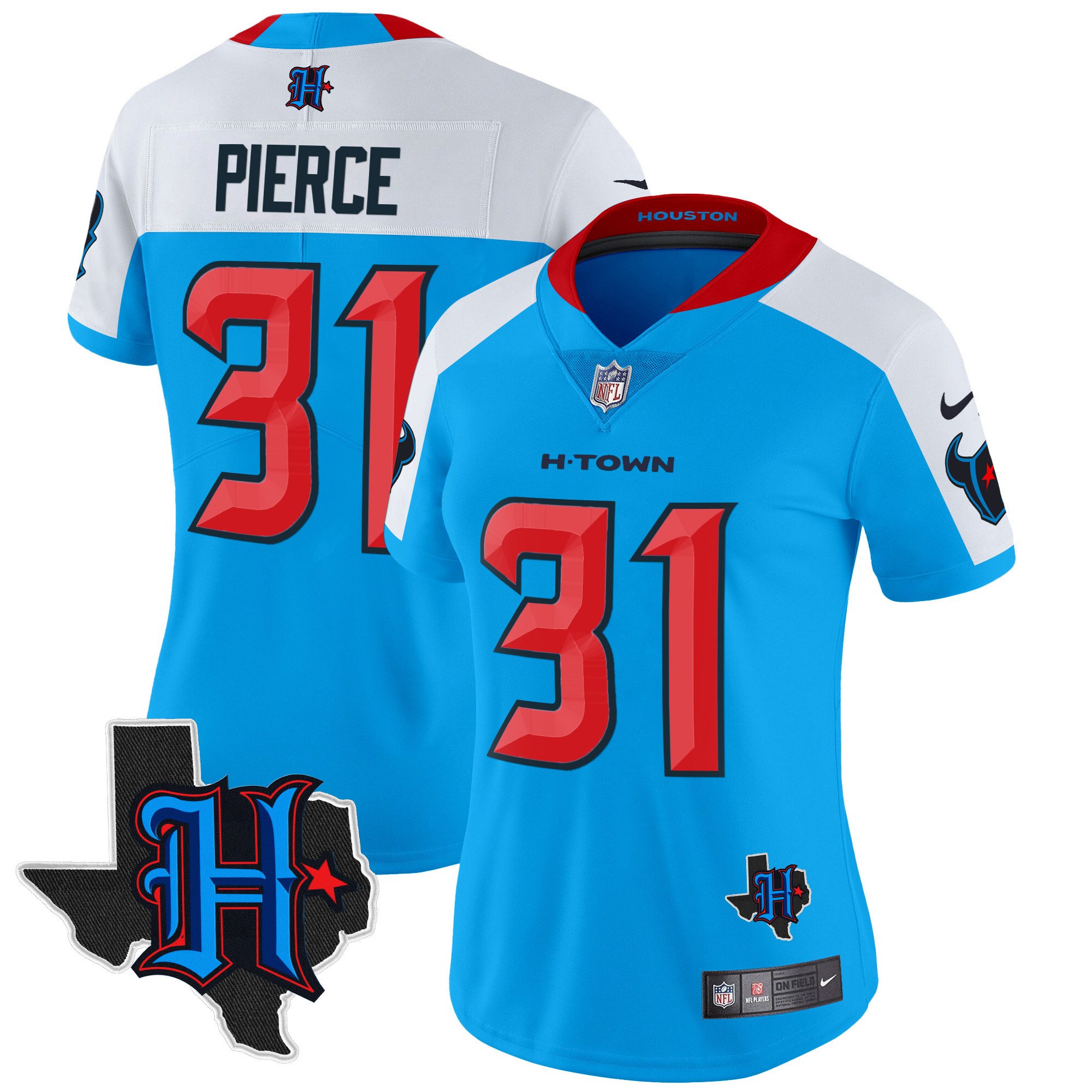 Women's Dameon Pierce Houston Texans 2024 Texas Patch Vapor Limited Blue Alternate Jersey V2 - All Stitched