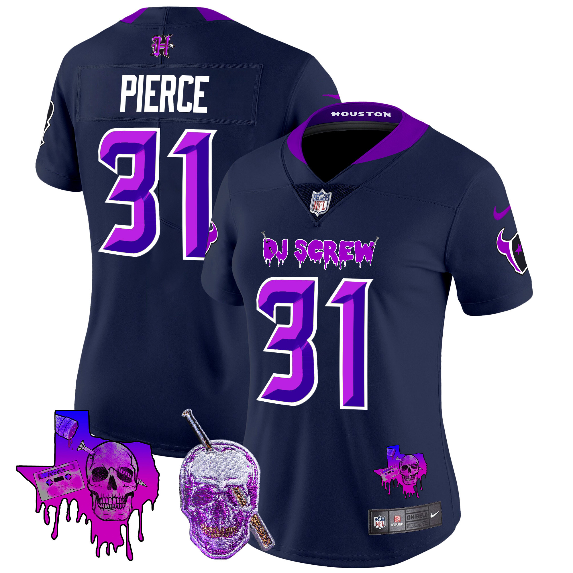 Women's Dameon Pierce Houston Texans DJ Screw Vapor Limited Navy Limited Jersey - All Stitched