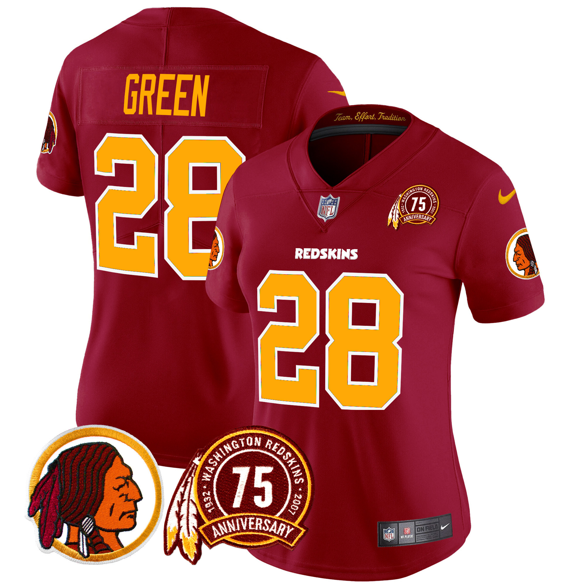 Women's Darrell Green Washington Commanders 75th Patch Throwback Vapor Limited Burgundy Jersey - All Stitched