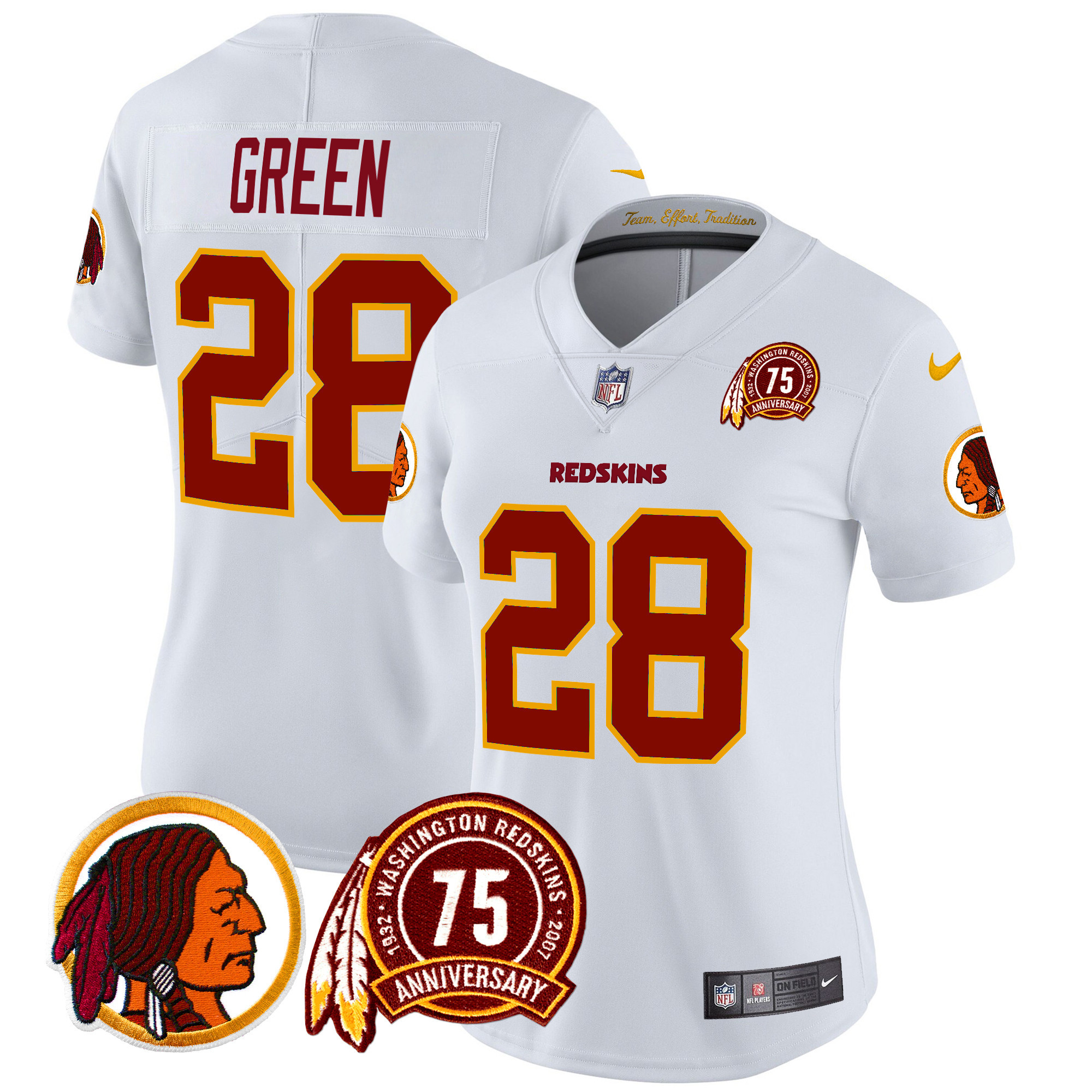 Women's Darrell Green Washington Commanders 75th Patch Throwback Vapor Limited White Jersey - All Stitched